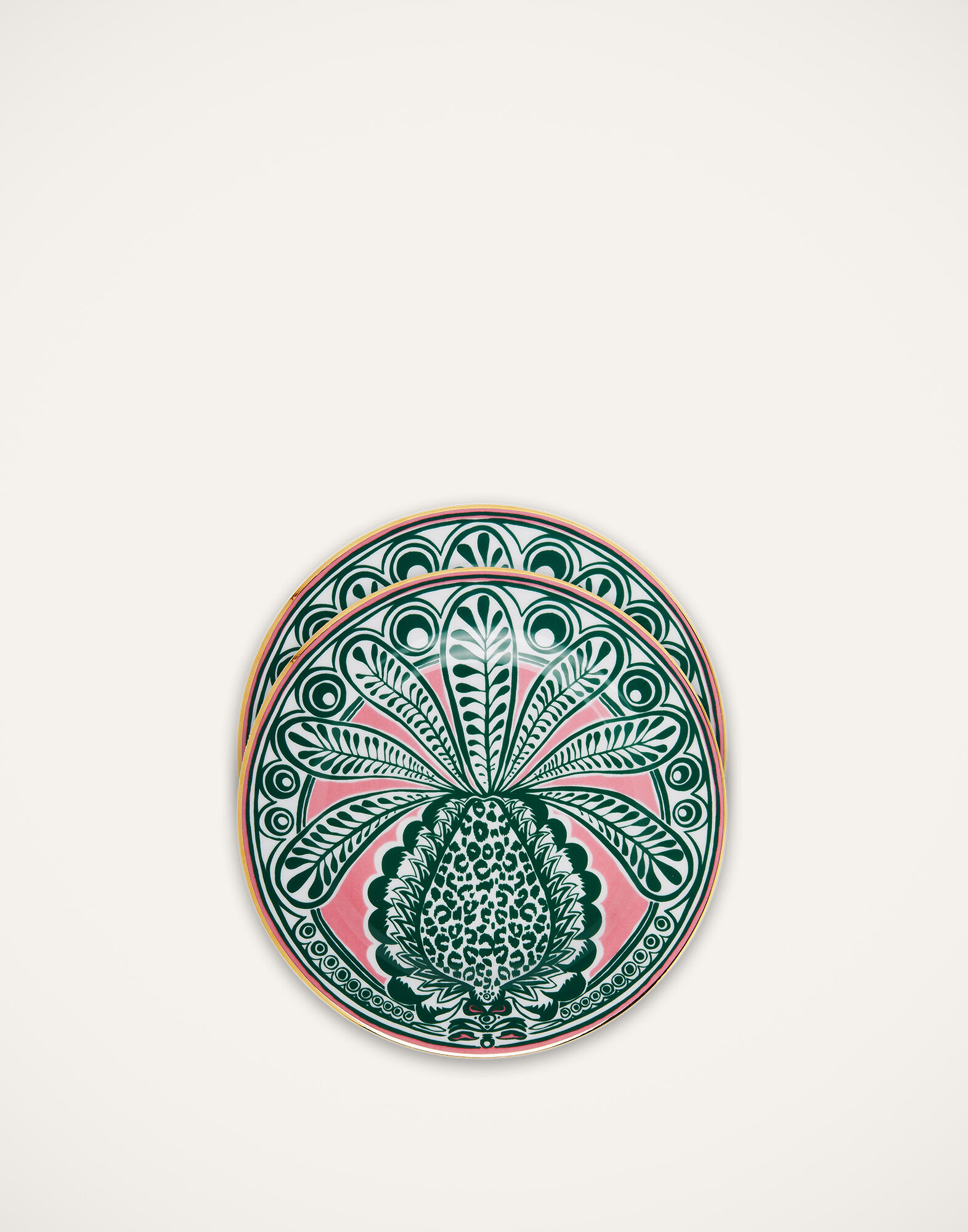 Dessert Plate Set of 2 in Big Pineapple Fuxia