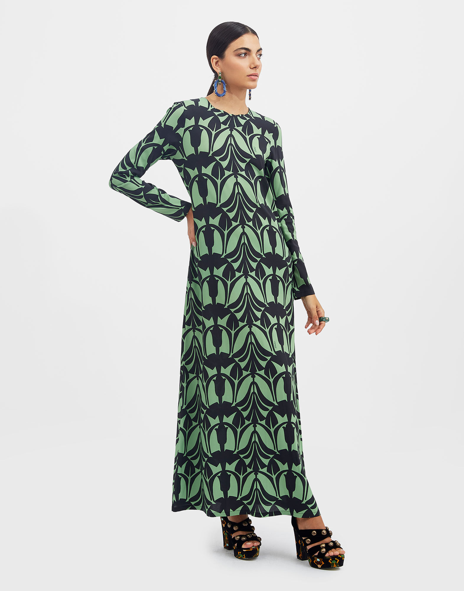 La DoubleJ Long Sleeve Swing Dress Papyrus Green DRE0184VIS001PAY01GR02