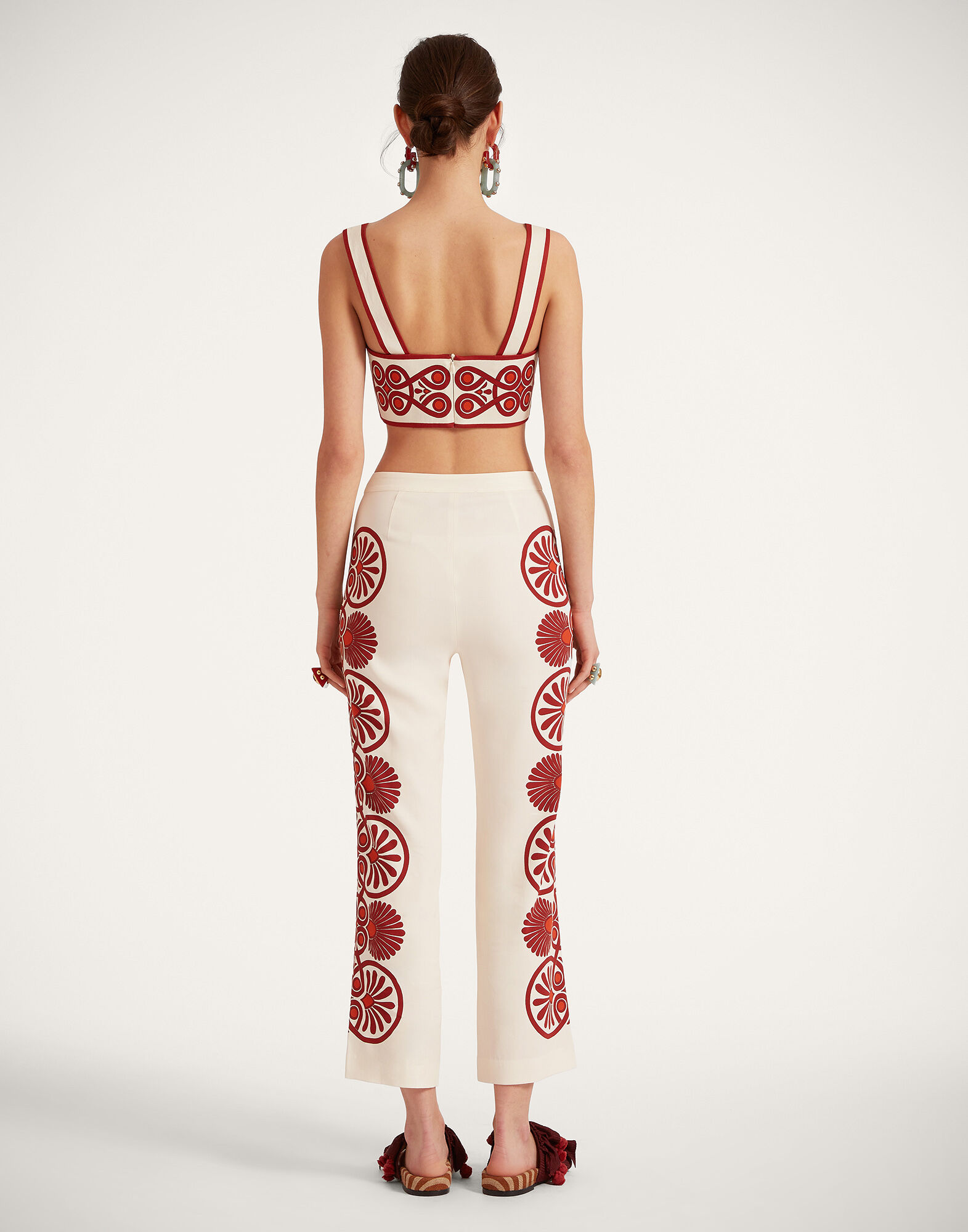 La DoubleJ Stretch Pants Medallion Plac&eacute;e Cream TRO0054VIS011MED01WH03