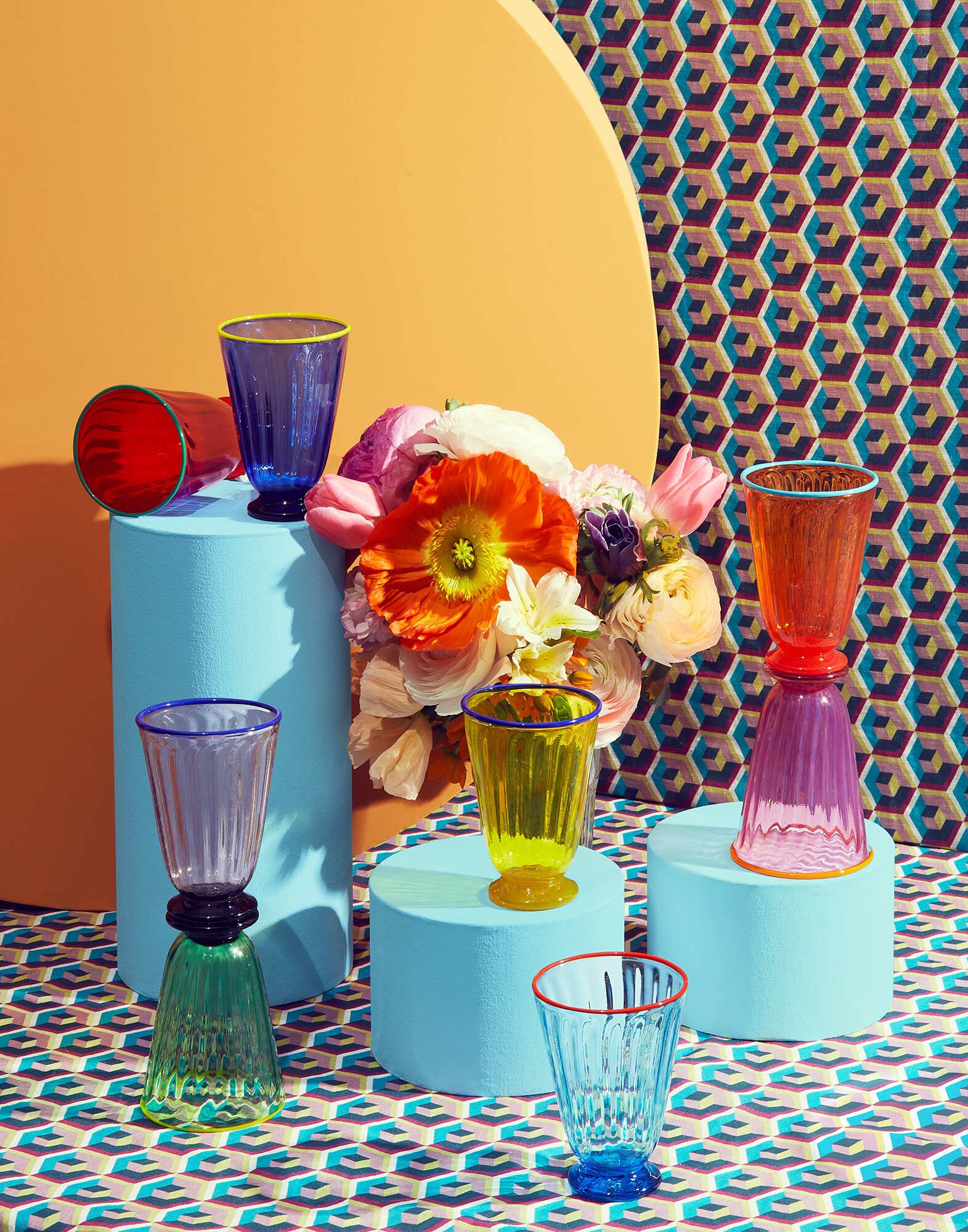 La DoubleJ Rainbow Glass Set of 8 Rainbow GLA0003MUR001ASS0001