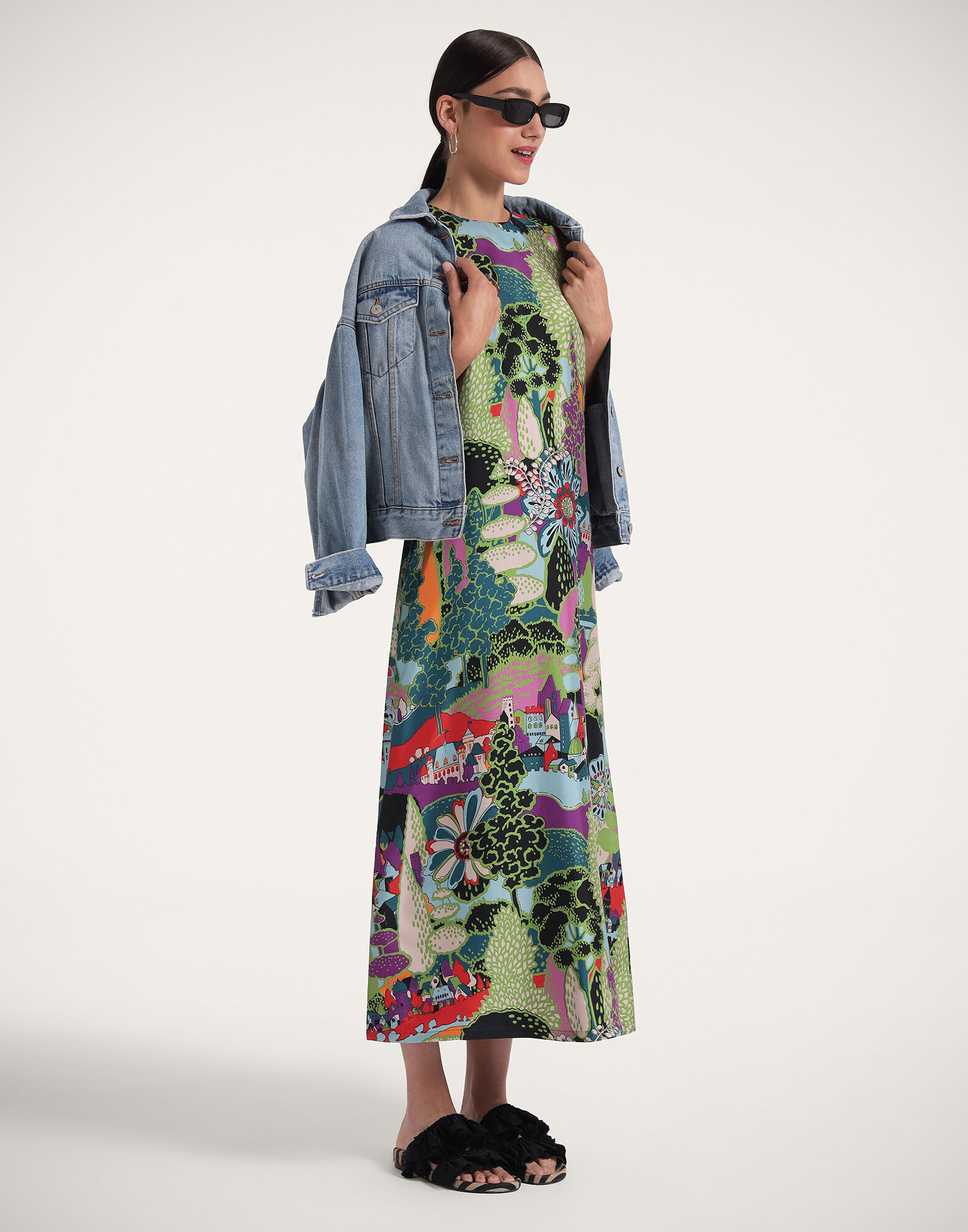 La DoubleJ Swing Dress Paesaggio DRE0001SIL001PAE0001