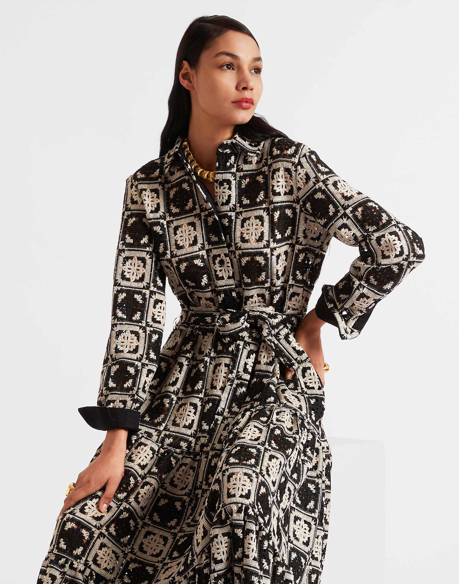 La DoubleJ Bellini Dress Mini Tiles Black DRE0016JCQ077MIT01BL01