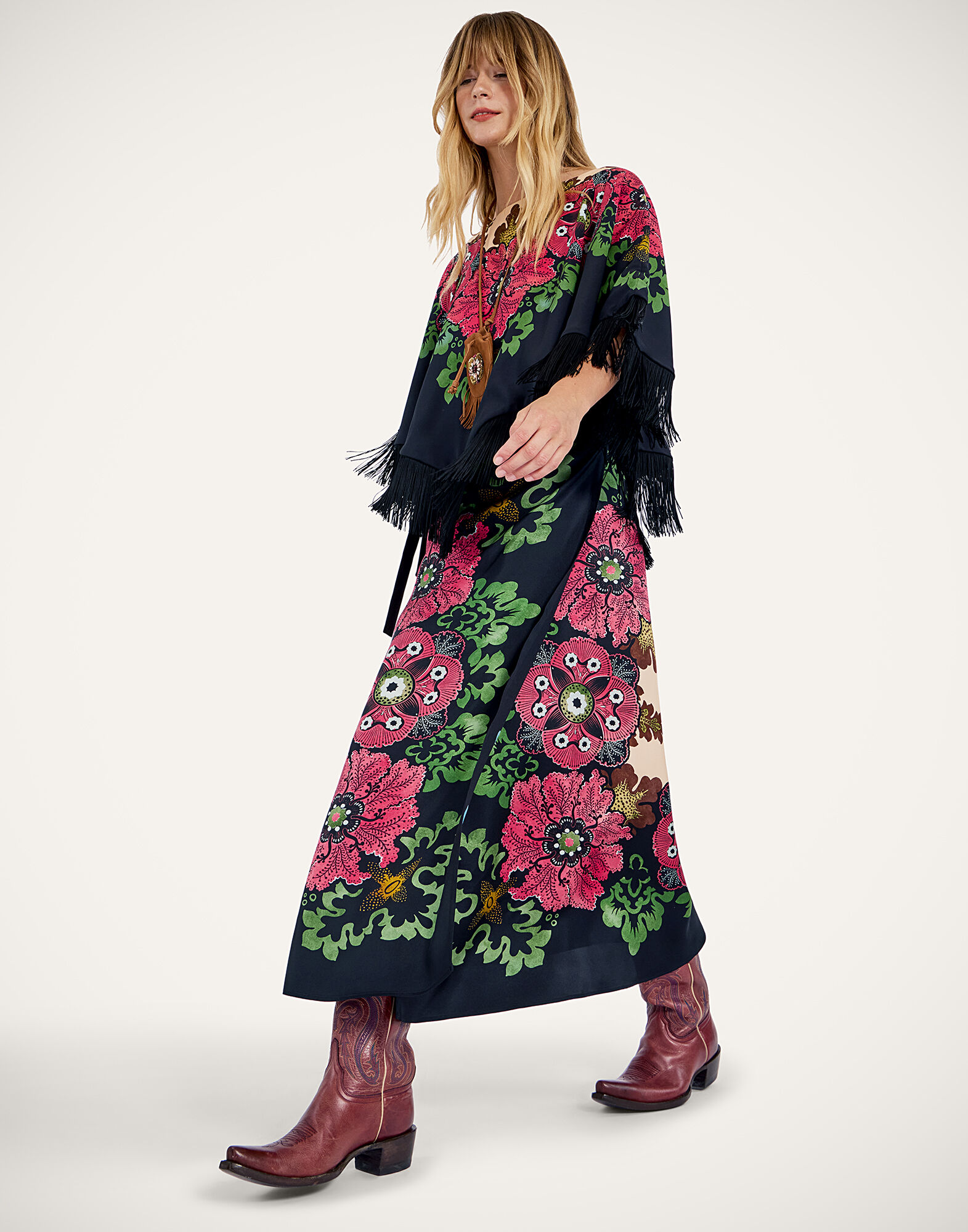 La DoubleJ Sarong Skirt Bounty Plac&eacute;e Red SKI0122SIL006BOU01RE01