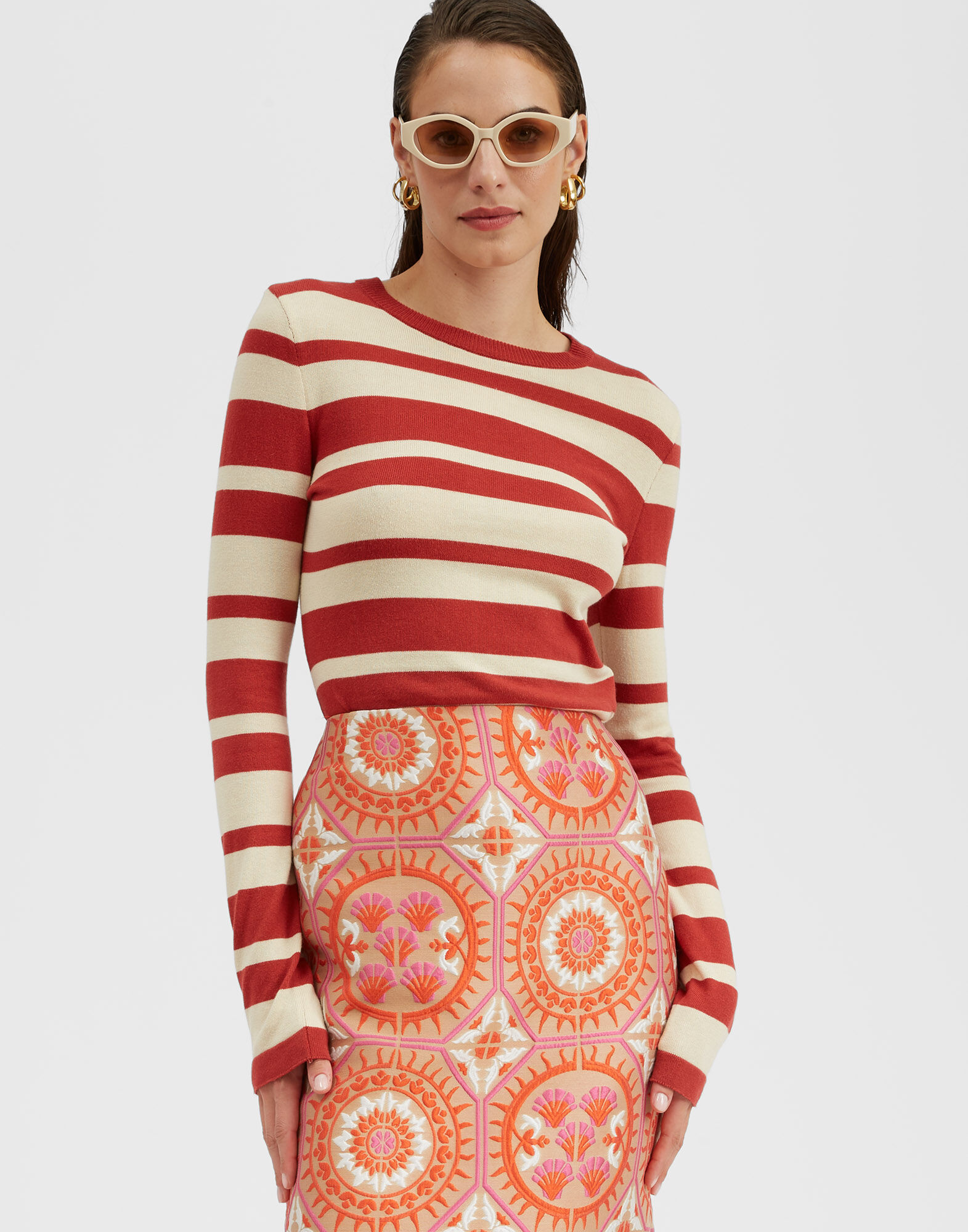 La DoubleJ Crew Top Solid Ivory PUL0118KNI106VA237WH04