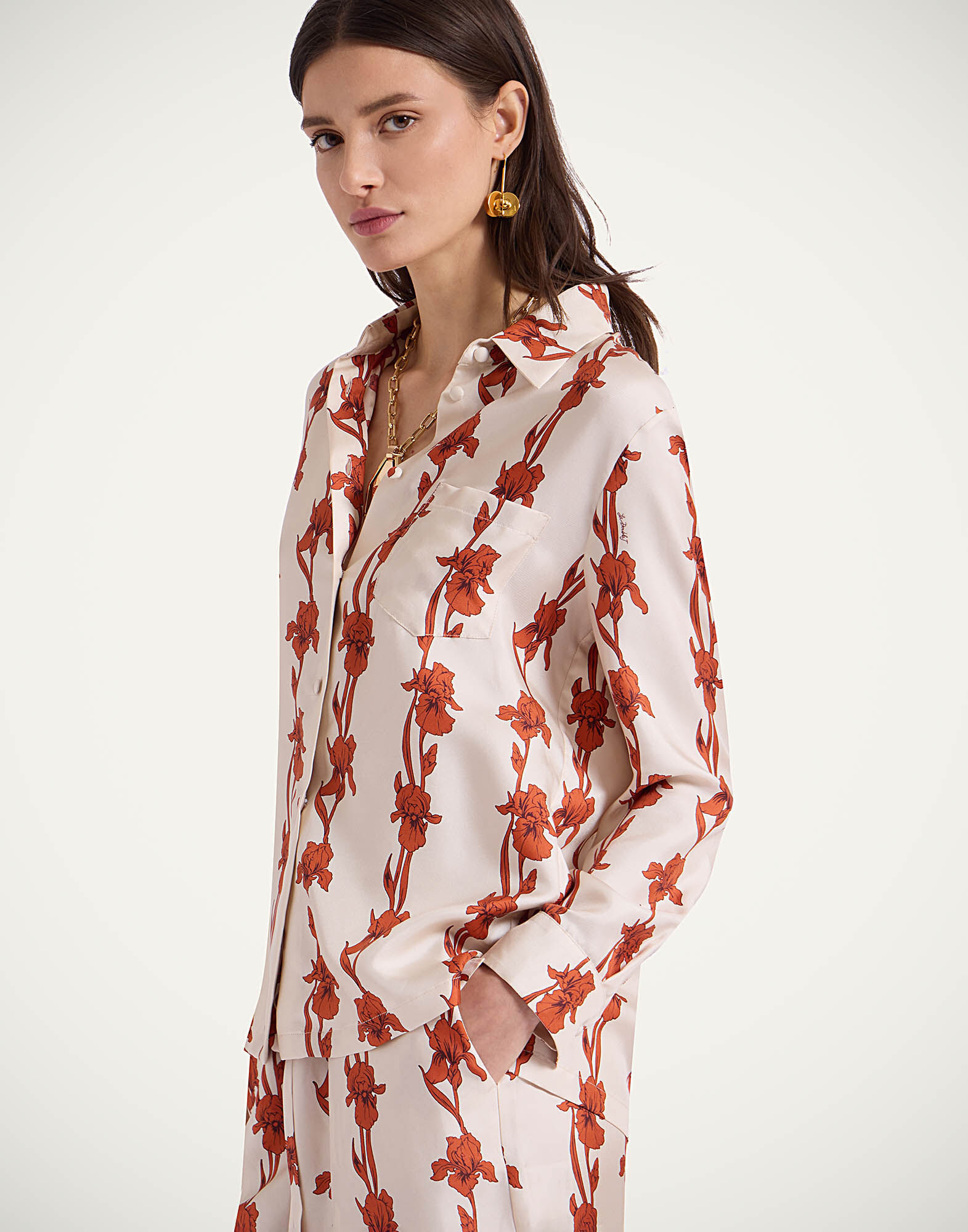 La DoubleJ Boy Shirt Mini Iris Dark Orange SHI0001SIL001IRS03OR03