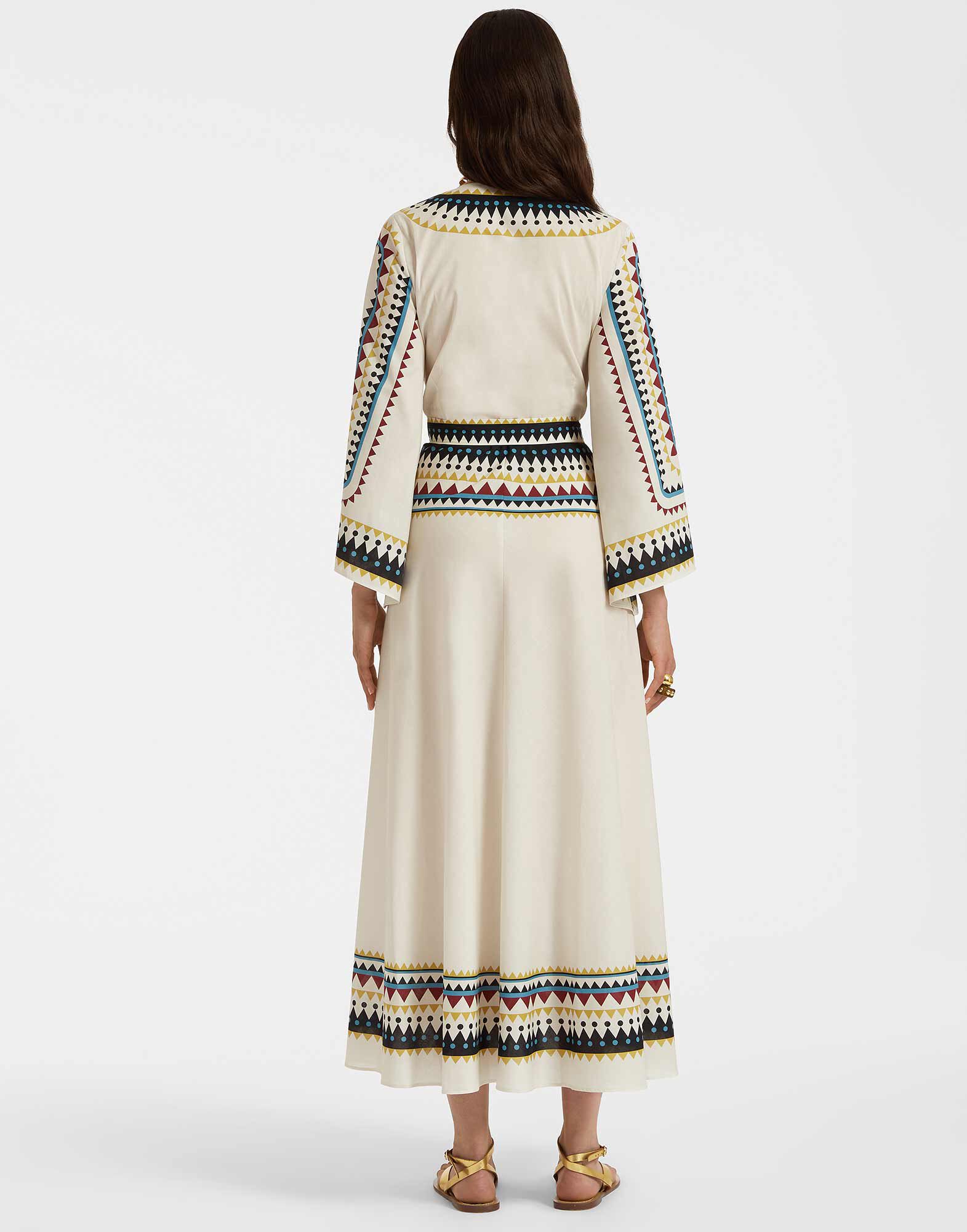 La DoubleJ The Wrap Dress Doric Plac&eacute;e Cream DRE0734COT056DOR01WH03