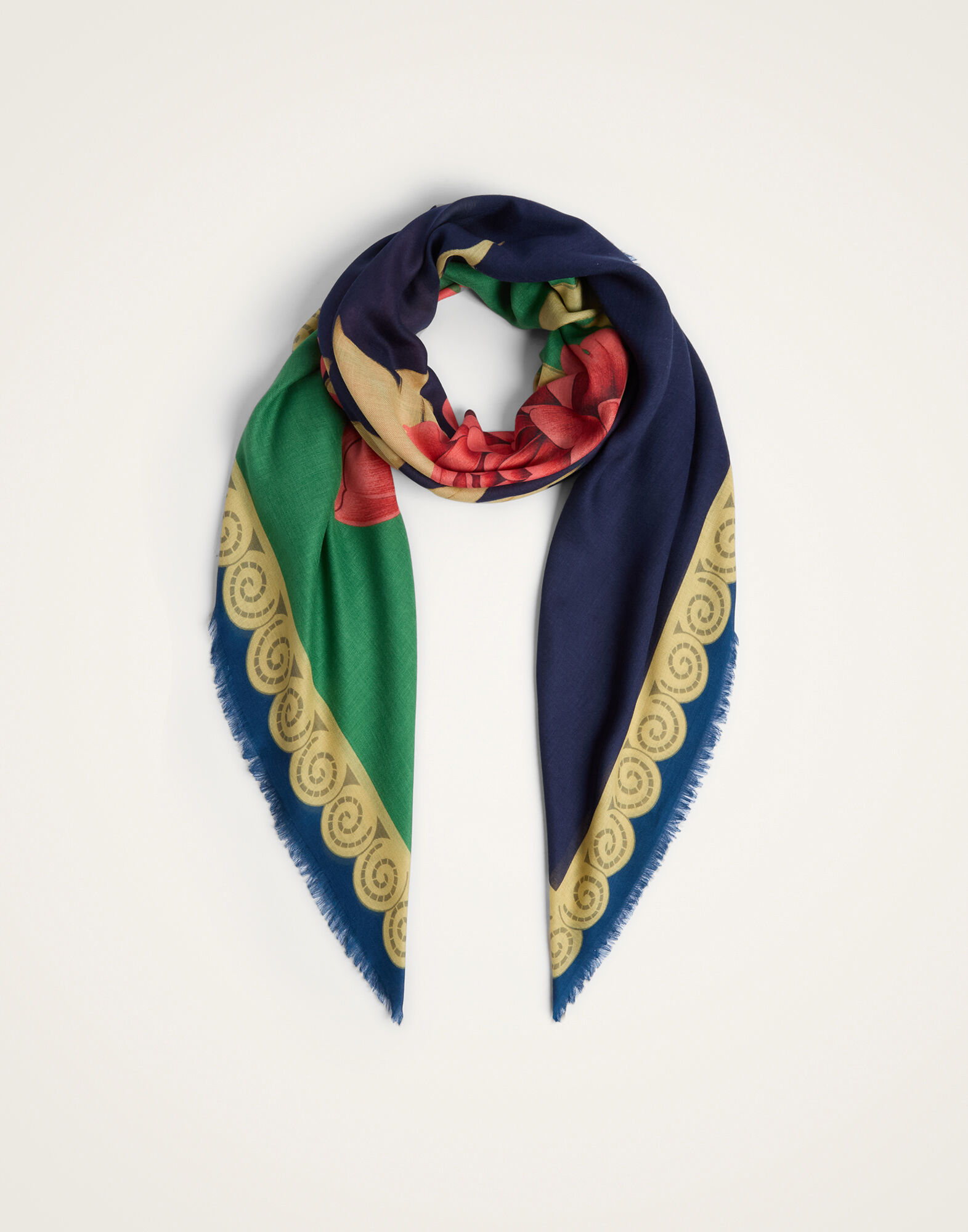 La DoubleJ Foulard 140 Queen Peony Plac&eacute;e Blue SCA0060MOS001QPE02BU03