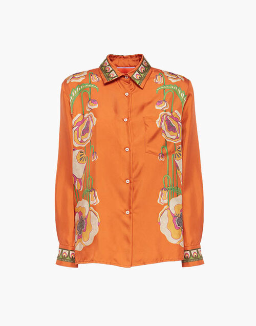 La DoubleJ Boy Shirt Poppies Orange Placée SHI0040SIL006PPP0005