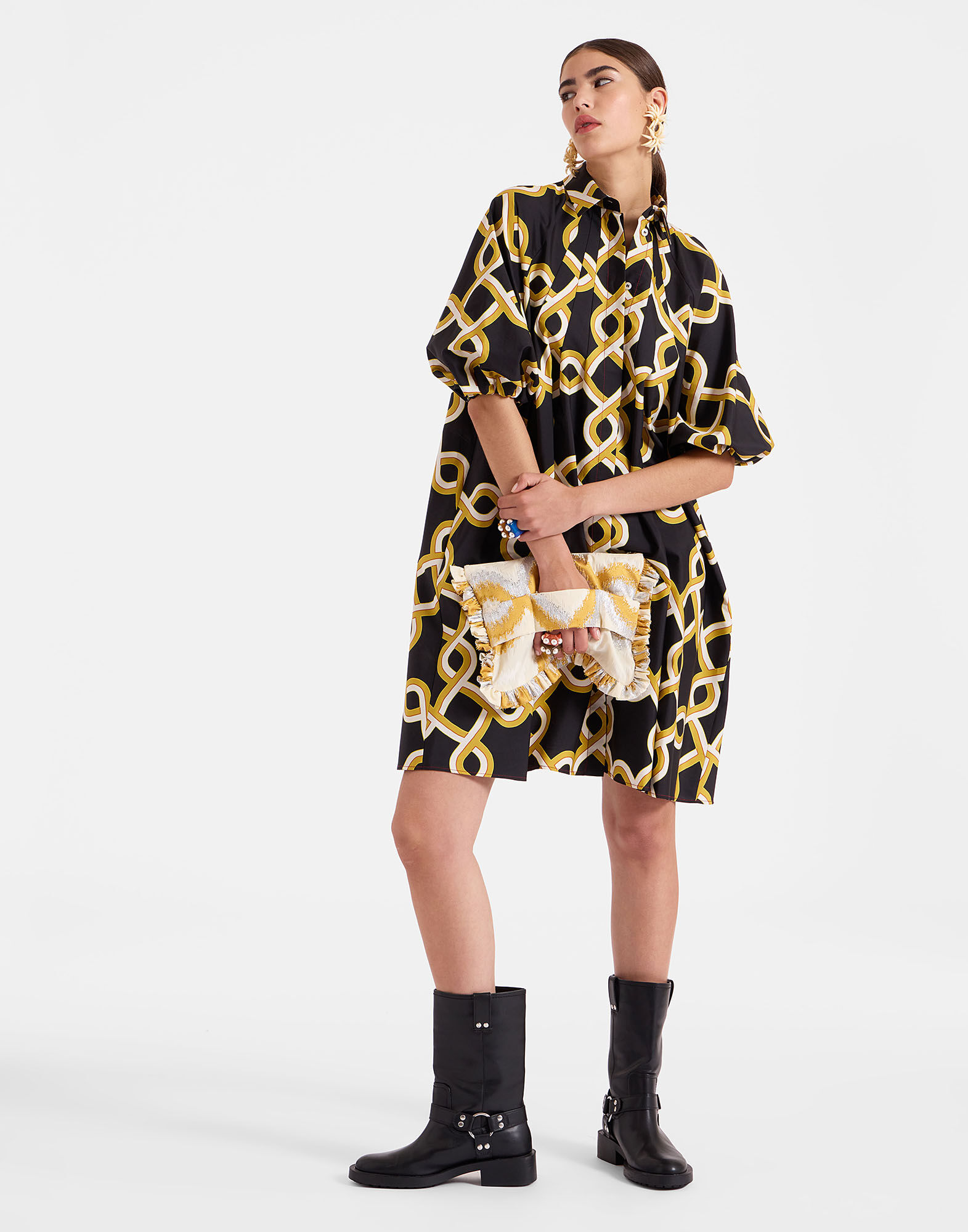La DoubleJ Sunburst Dress Tackle Black DRE0471COT039TAC01BL01