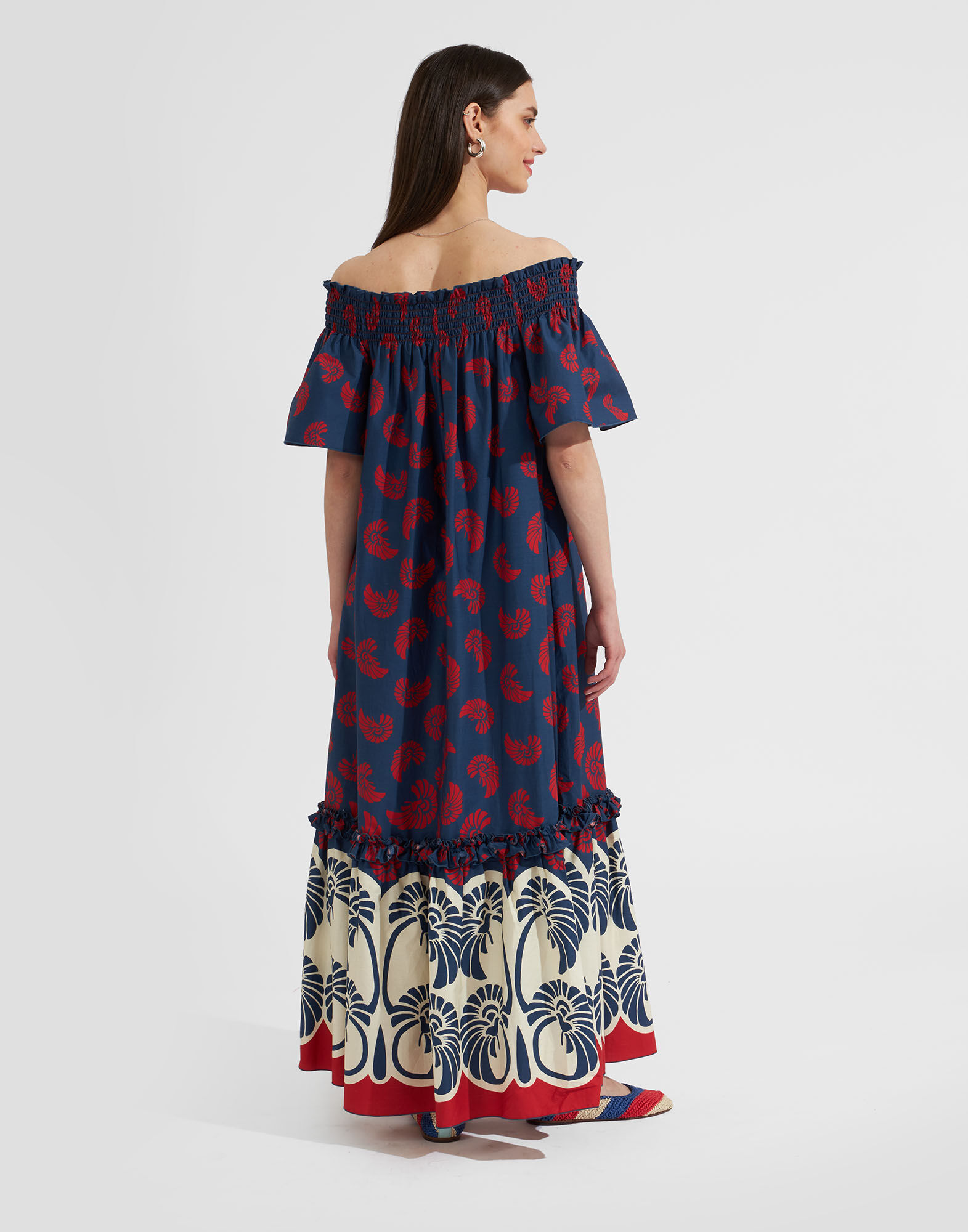 La DoubleJ Capalbio Dress Palmetto Plac&eacute;e DRE0320COT039PIG01BU06