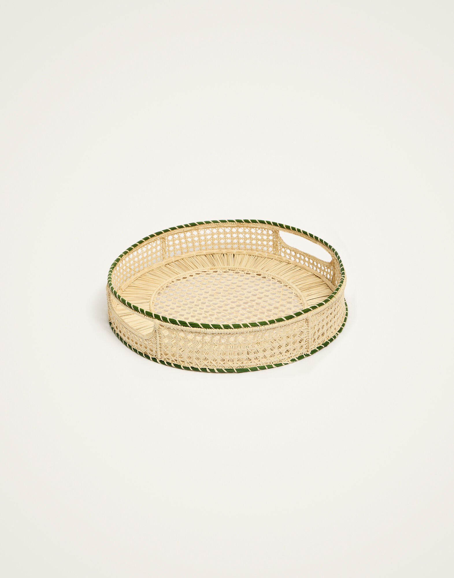 La DoubleJ Raffia Tray Solid Green TRA0005RAF010SOLIDGR02