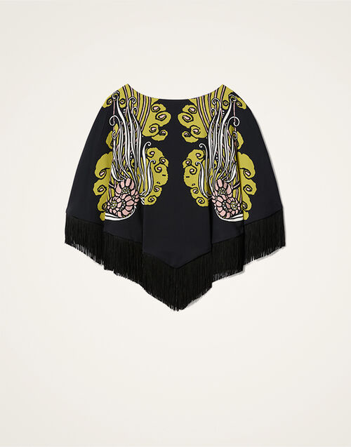 La DoubleJ Reversible Mini Poncho Top Lemuria Placée Black SCA0077VIS011LEM02BL01