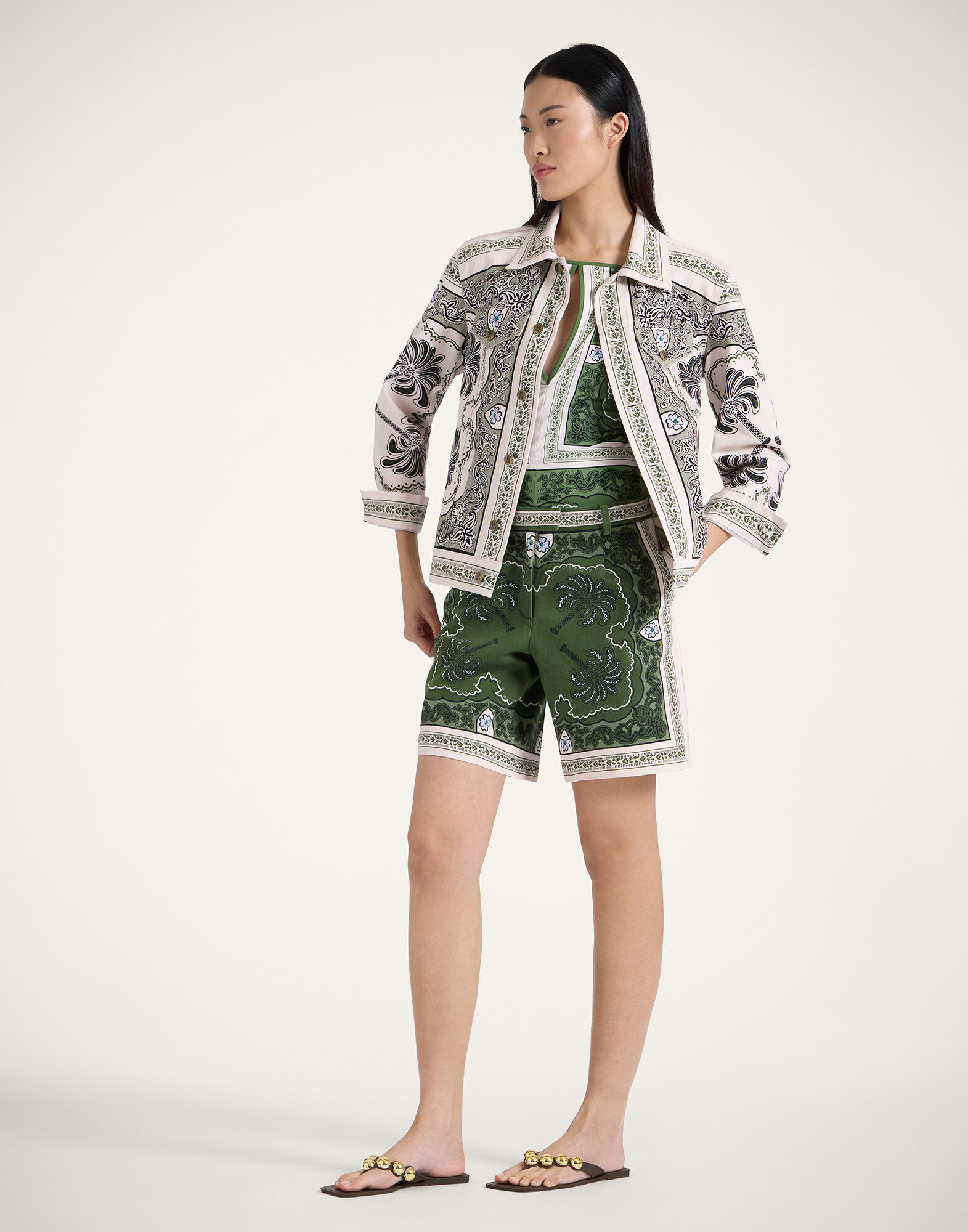 La DoubleJ JJ Jean Jacket Mirage Plac&eacute;e Green JAC0070COT046AGE01GR02