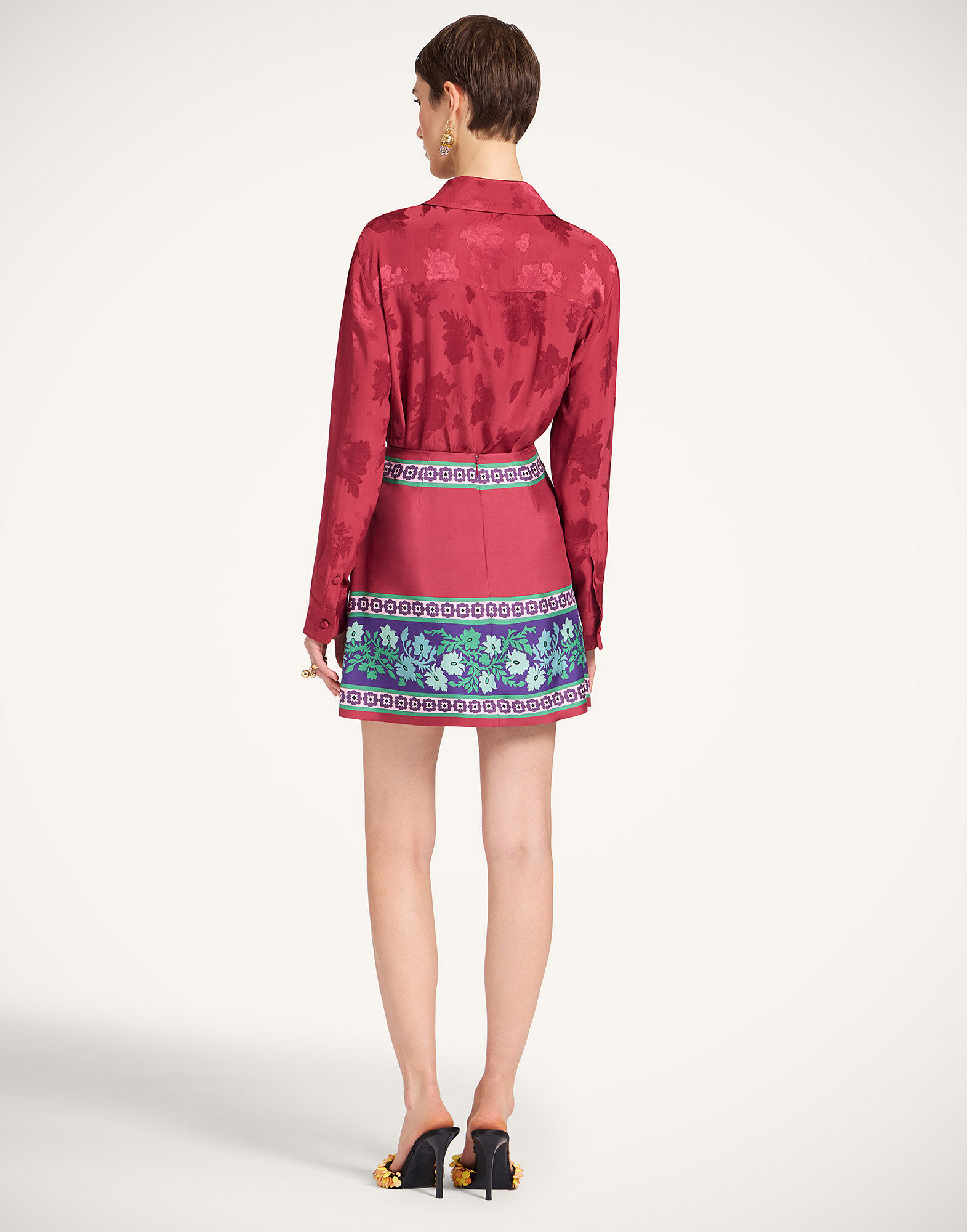 La DoubleJ Mini Foulard Skirt Regalia Plac&eacute;e Red SKI0092SIL006REG02RE01