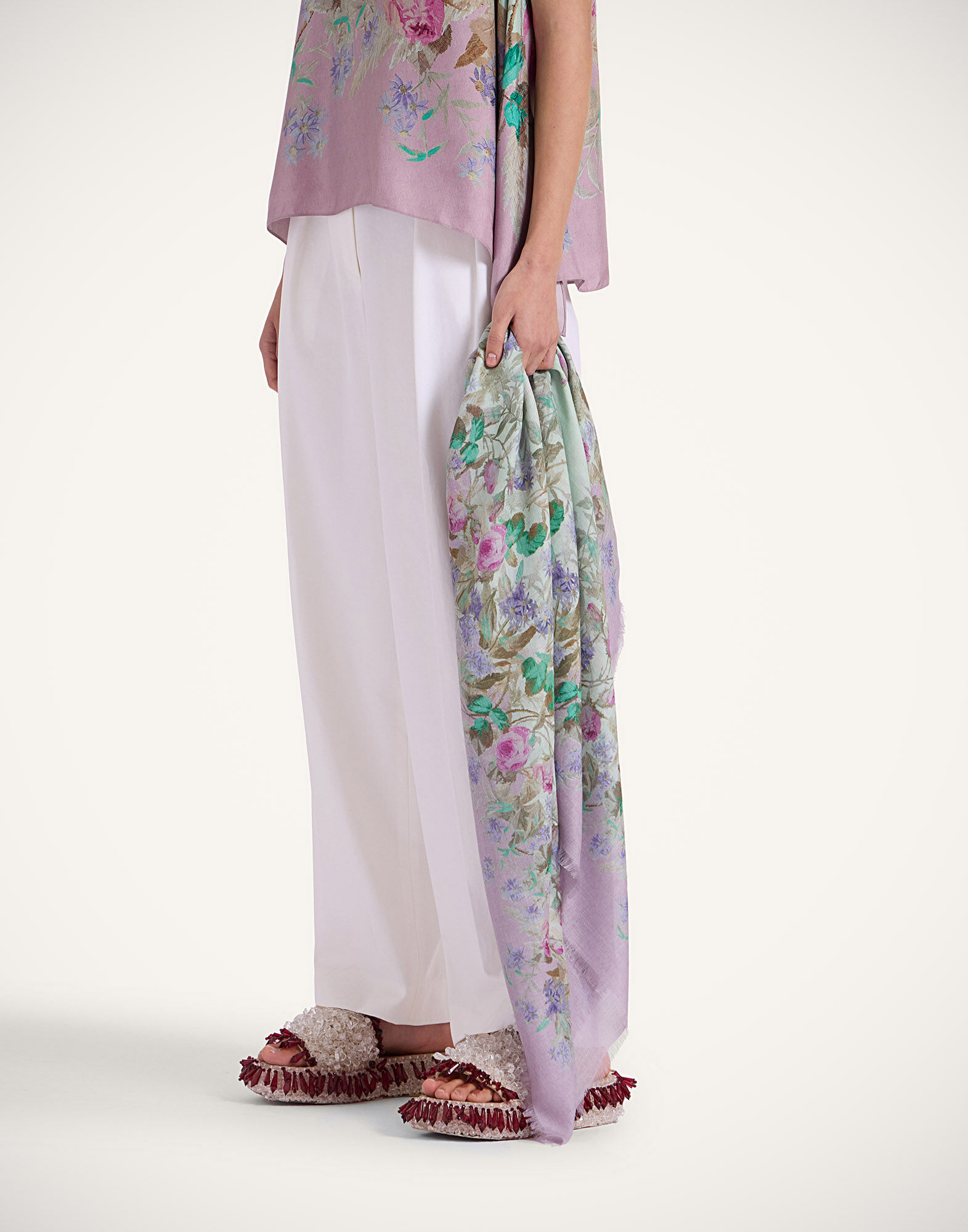 La DoubleJ Foulard 120 Heath Plac&eacute;e Mint SCA0049MOS001HEA03GR11