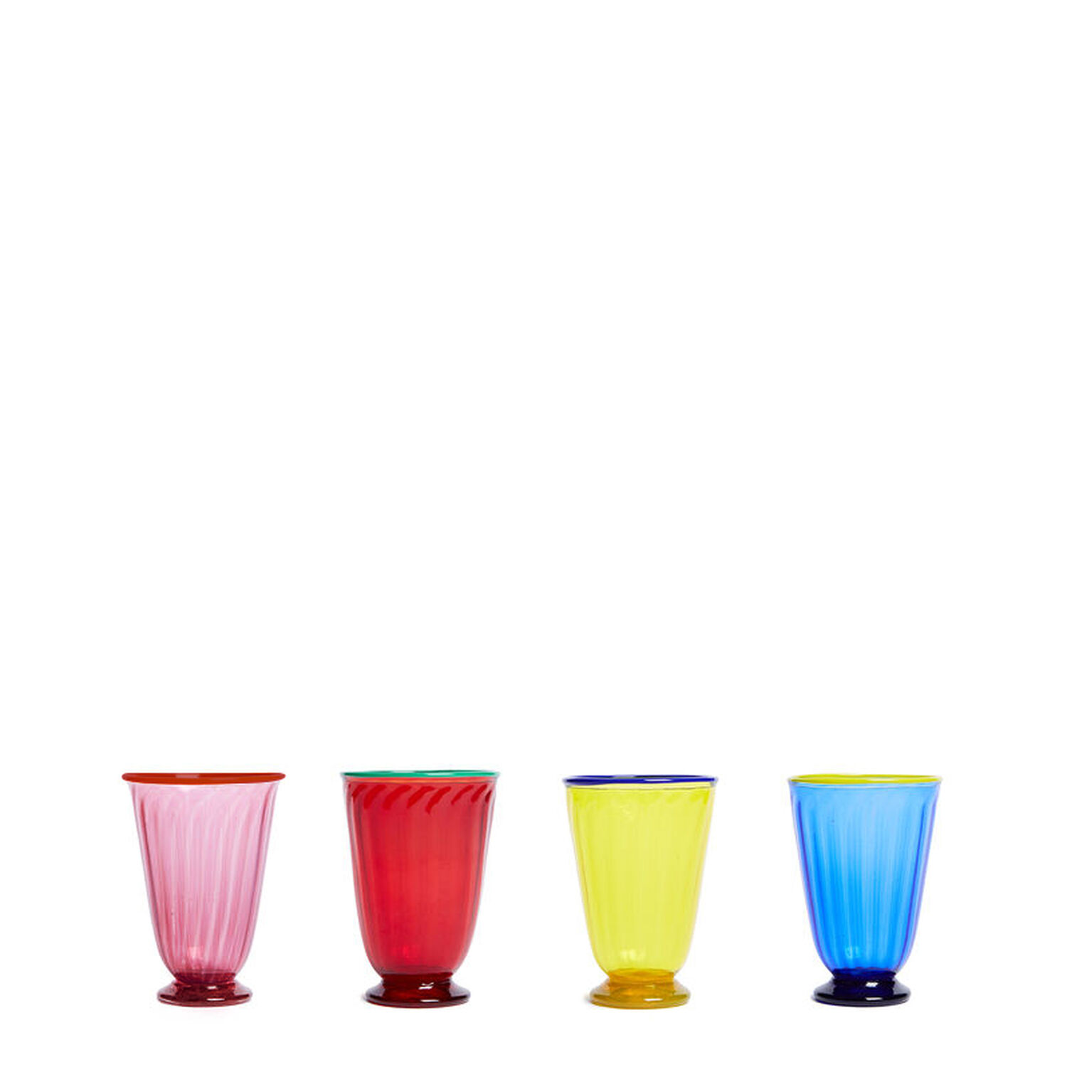 Pineapple Rainbow set of 4 wine glasses in pink - La Double J