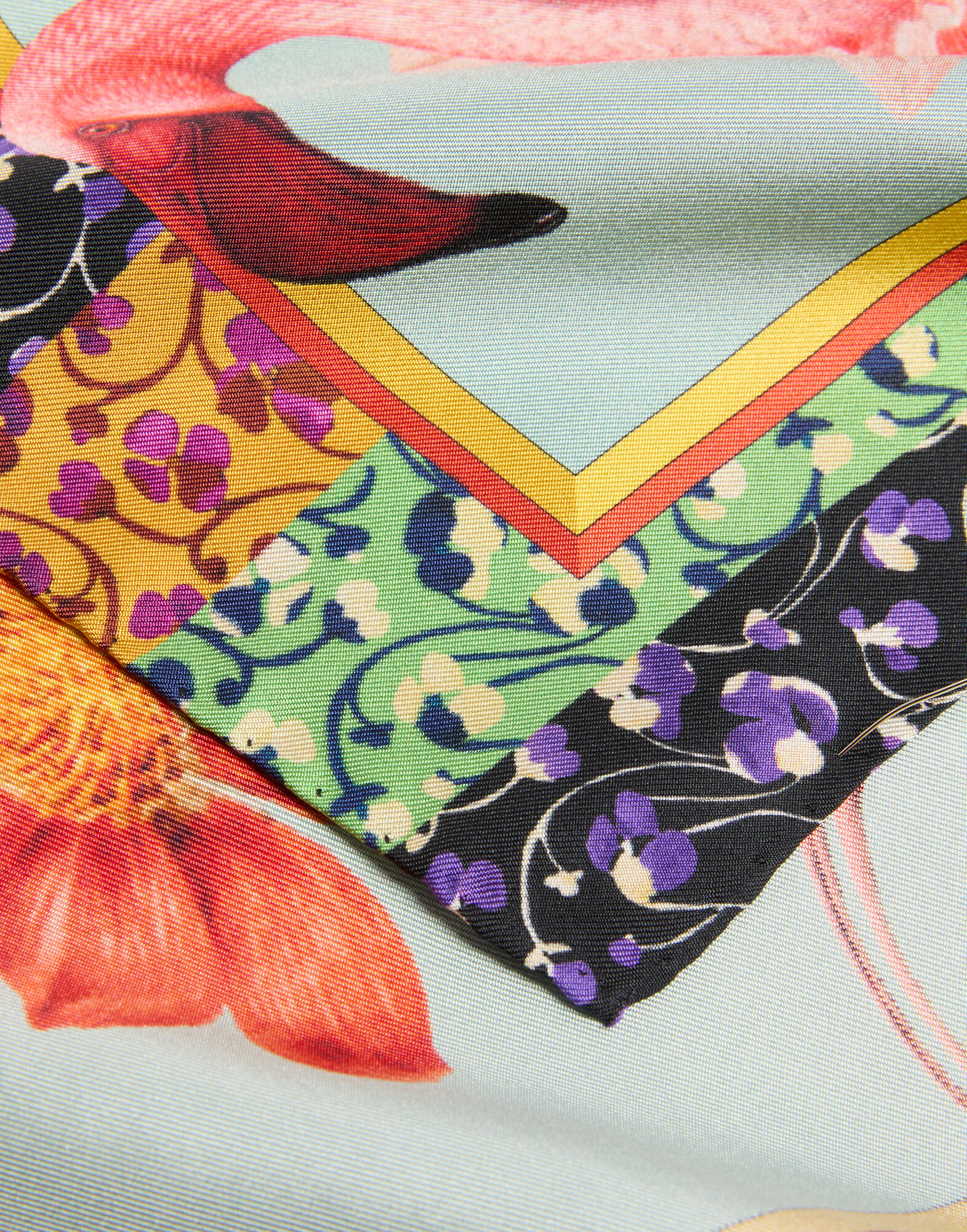 La DoubleJ Foulard 45 Zooflora Birdbloom Plac&eacute;e Light Blue SCA0065SIL006BIB03BU01