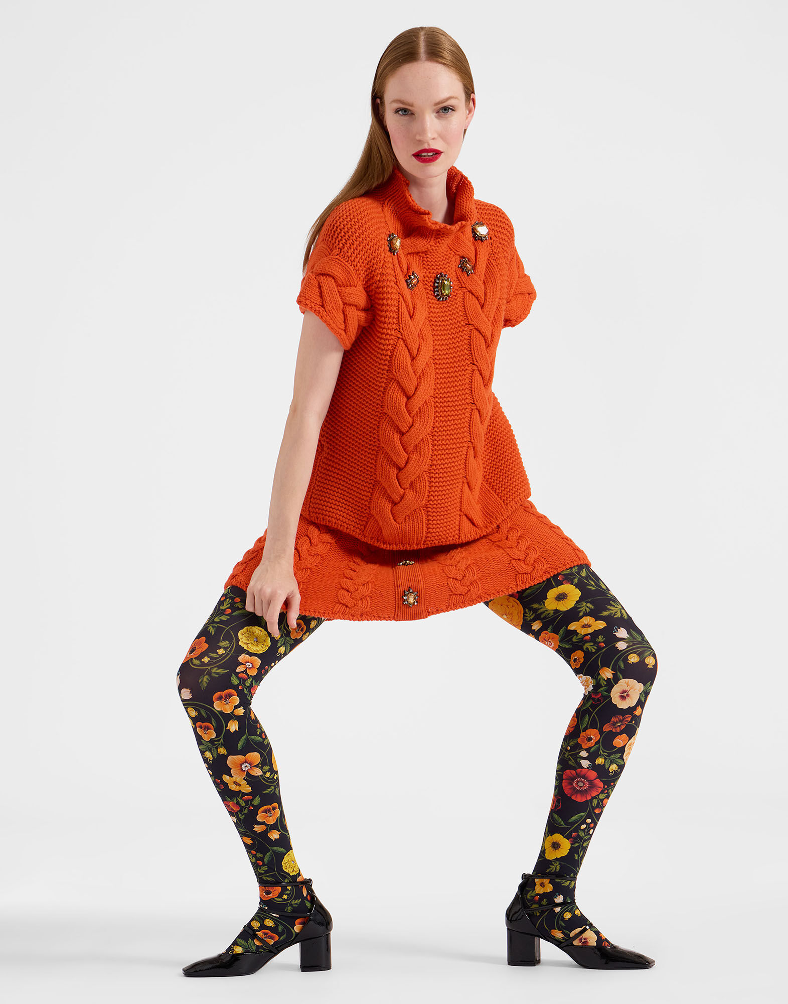 La DoubleJ Printed Tights Botticelli Black SOC0013NYL008CEL01BL01