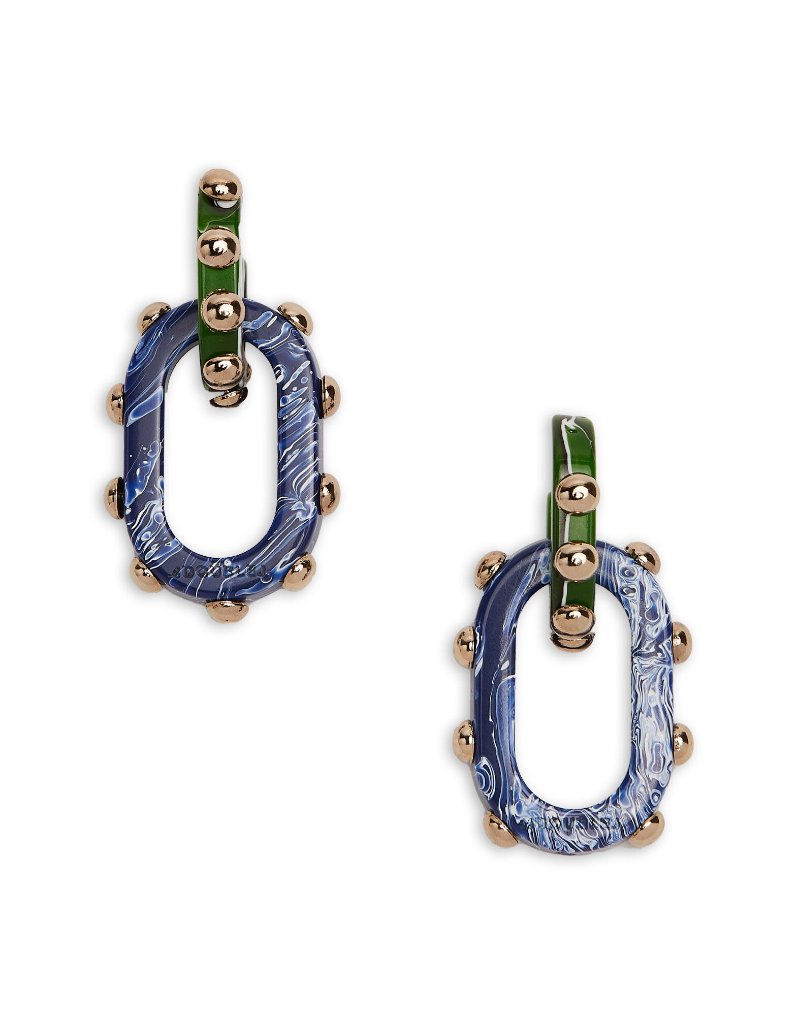 La DoubleJ Nefertiti Double Earrings Dark Green EAR0040POL004SOLIDGR03