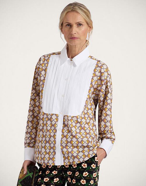 La DoubleJ Peggy Shirt Half-Light Micro Cream SHI0115COT001HAL01WH03