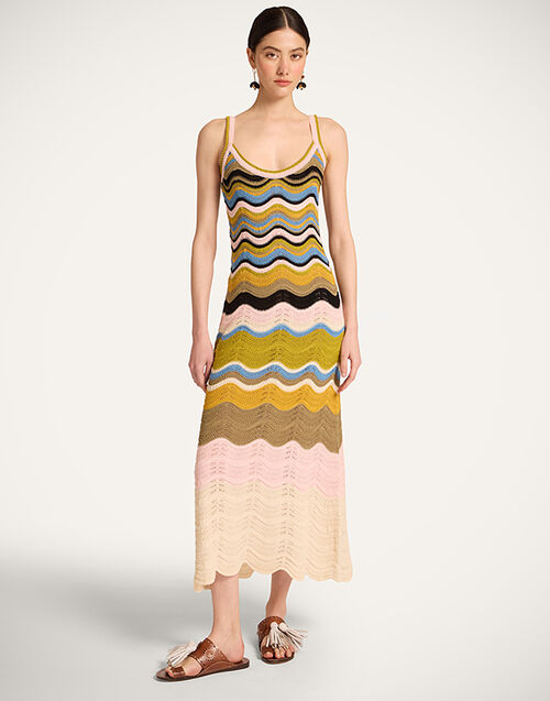 La DoubleJ Chevron Sundress Multicolor Geen &  Pink DRE0916KNI158VA499PI01
