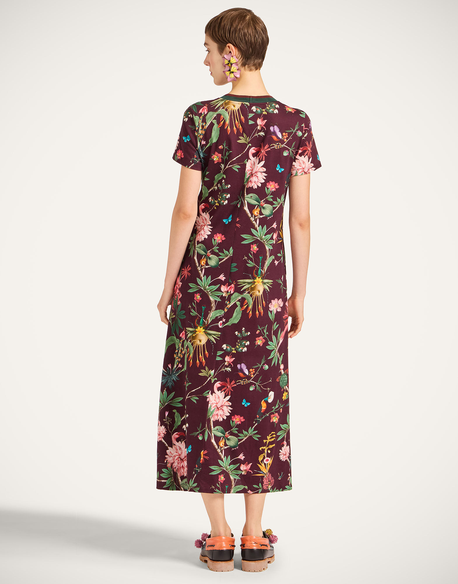 La DoubleJ Sporty Swing Dress Zooflora Burgundy DRE0247JER002ZOF02RE02