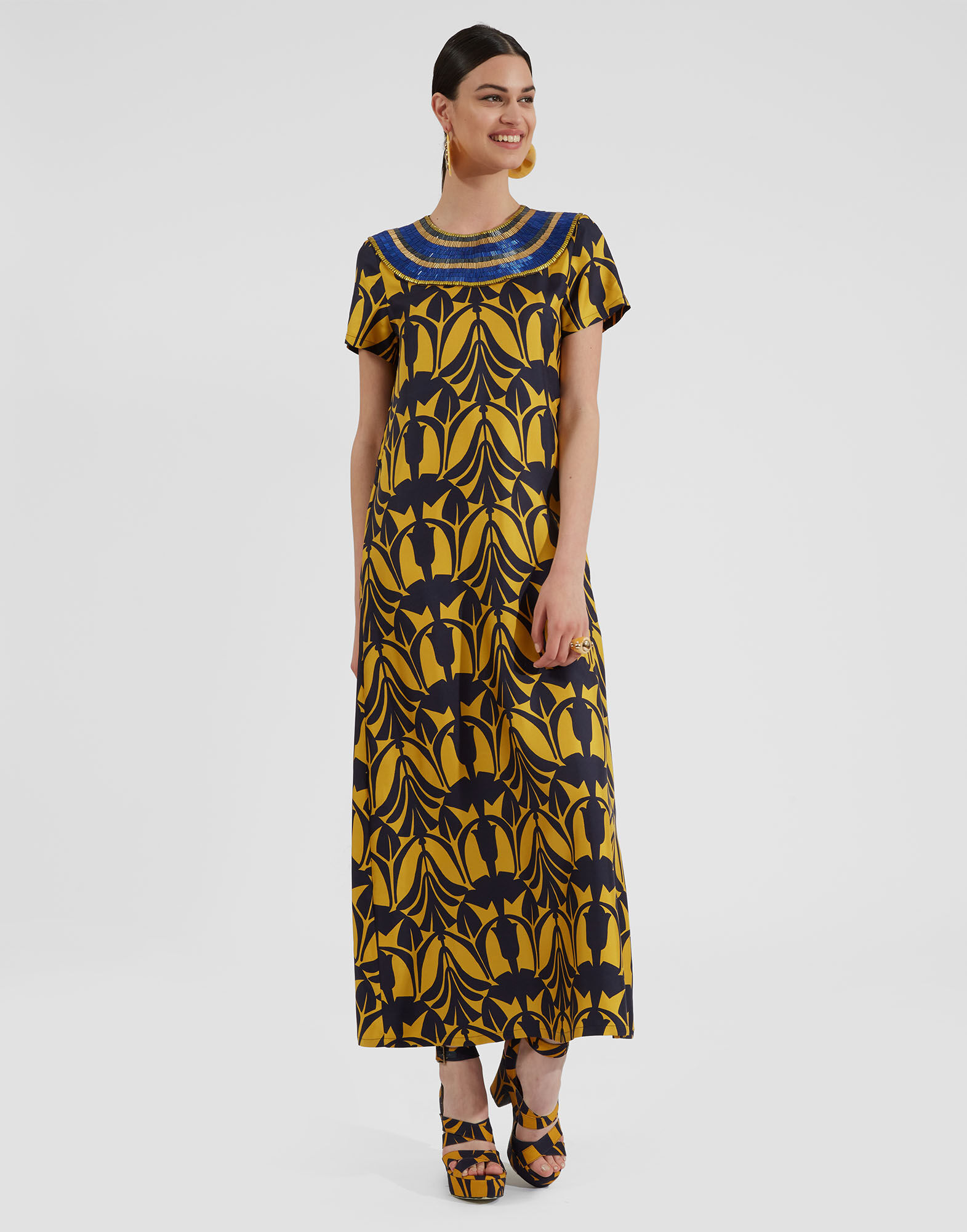 La DoubleJ Super Swing Dress Papyrus Gold DRE0601SIL001PAY01YE05