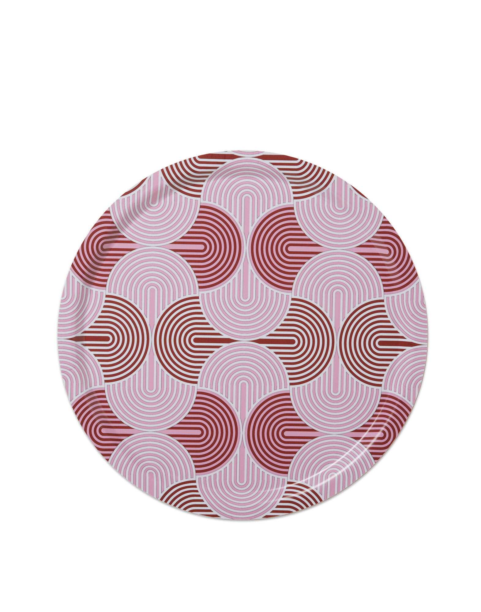 La DoubleJ Round Printed Tray Slinky Rosso TRA0002WOD001SLI0004