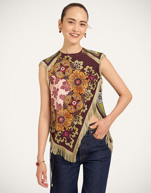 La DoubleJ Scarf Top Bounty Plac&eacute;e Burgundy TOP0160SIL009BOU01RE07