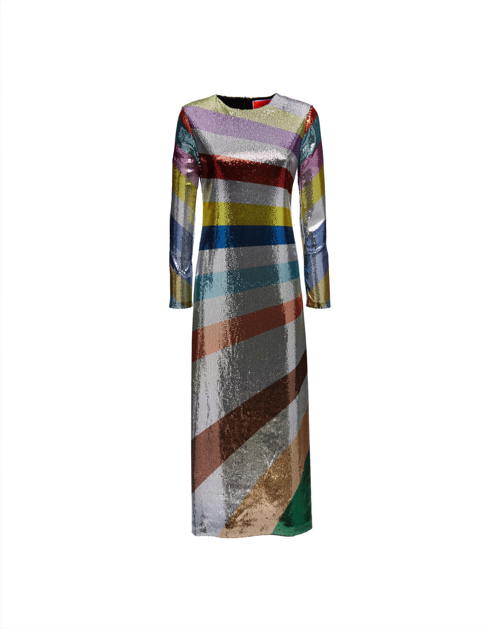La DoubleJ Supreme Swing Dress Rainbow Sequins Plac&eacute;e DRE0445PAI004RSS0001