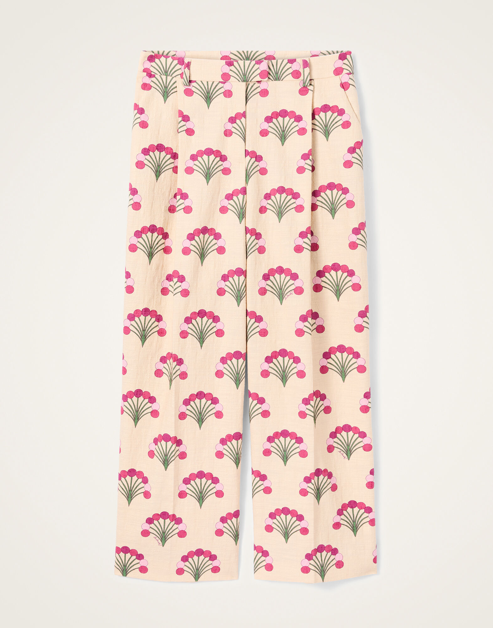 La DoubleJ Loose Pants Florette Ecru TRO0135COT005FLO05BR05