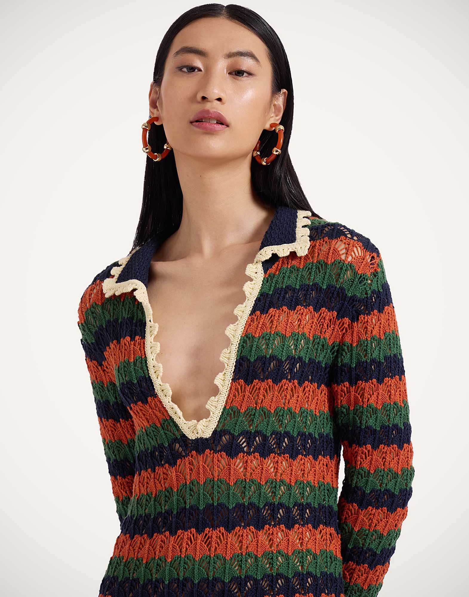 La DoubleJ Perry Knit Dress Multicolor Rust & Military DRE0877KNI149VA337MU01