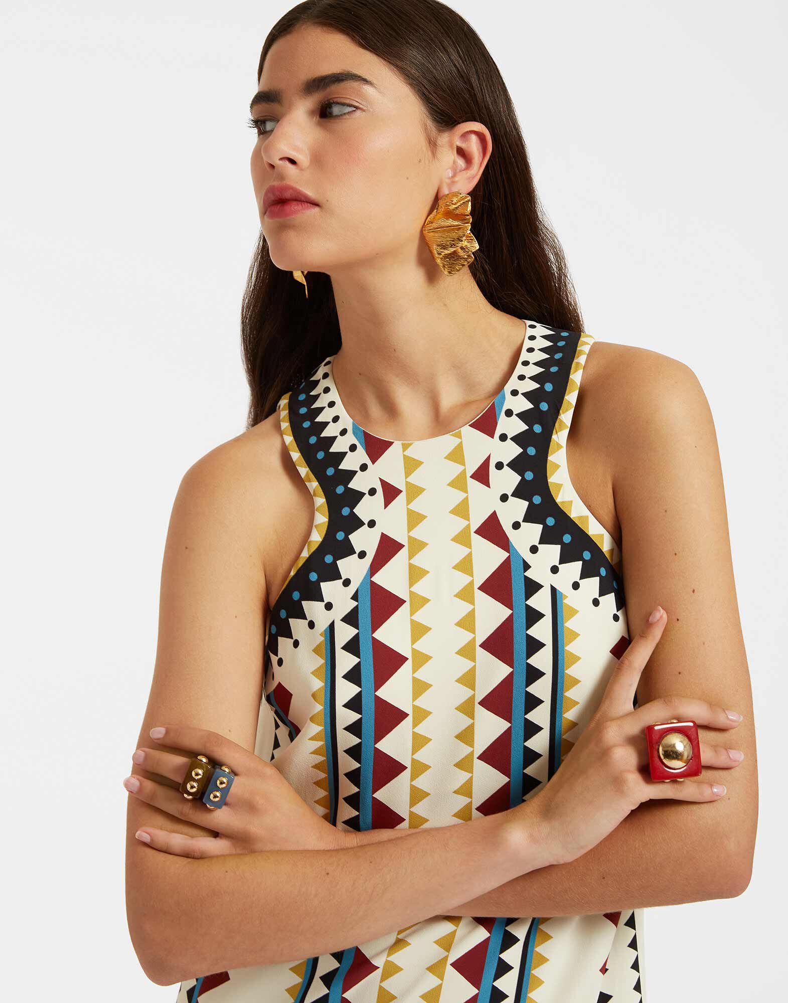 La DoubleJ Racer Dress Doric Plac&eacute;e Cream DRE0344VIS011DOR01WH03