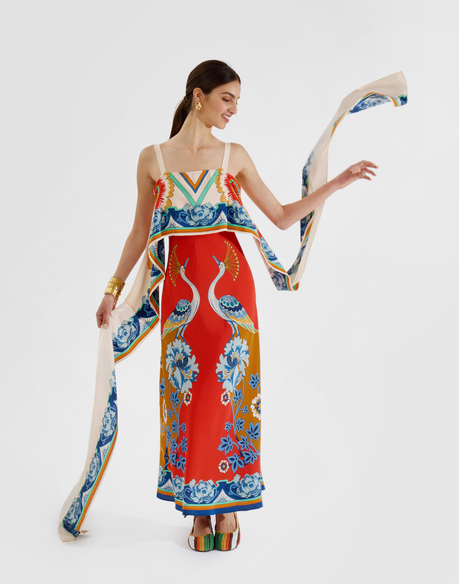 La DoubleJ Slip-Around Dress Taormina Plac&eacute;e Rust DRE0562CRE002LRT01OR04