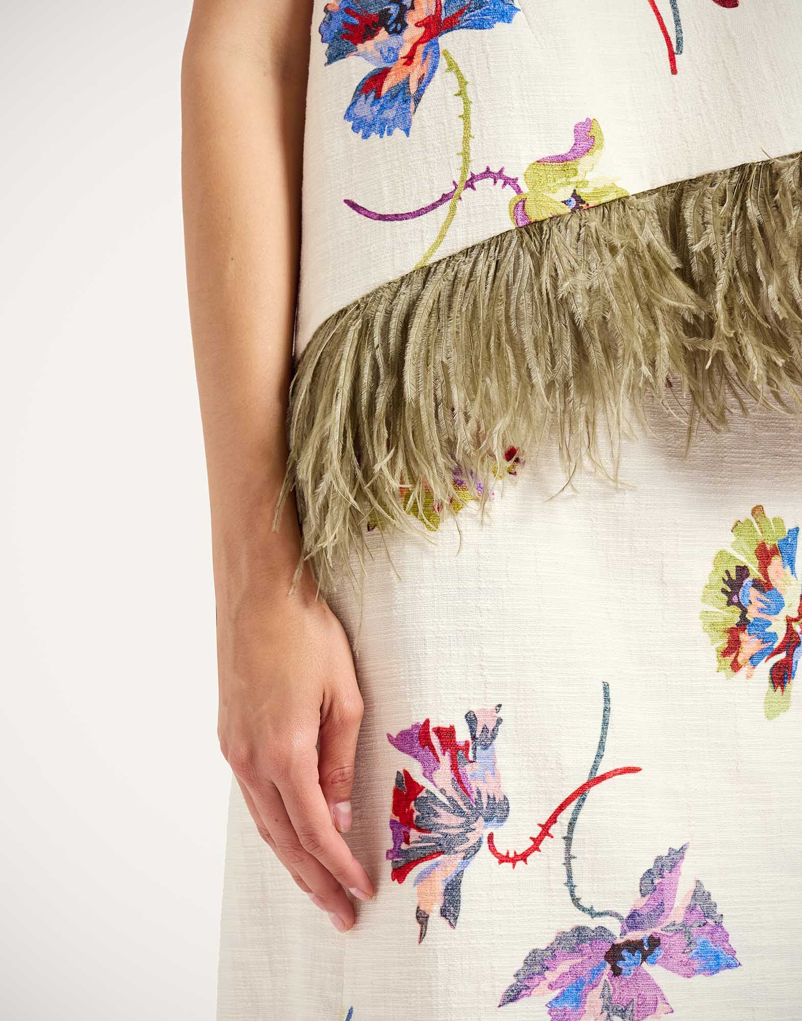 La DoubleJ Pencil Skirt Infiorata White SKI0011COT005INF01WH01