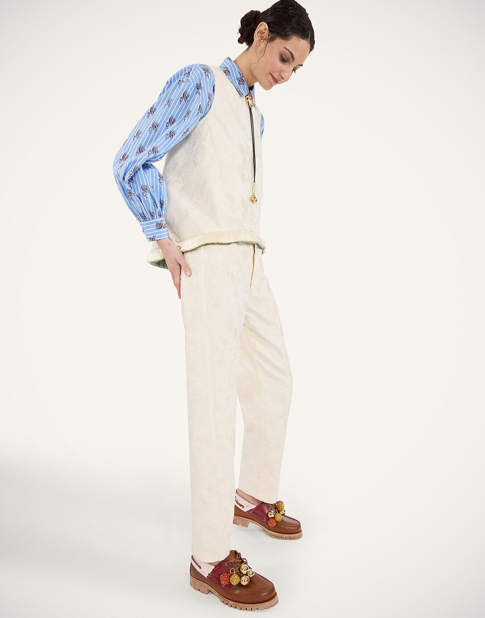 La DoubleJ La Scala Top Solid Ecru TOP0183COT086SOLIDBR05