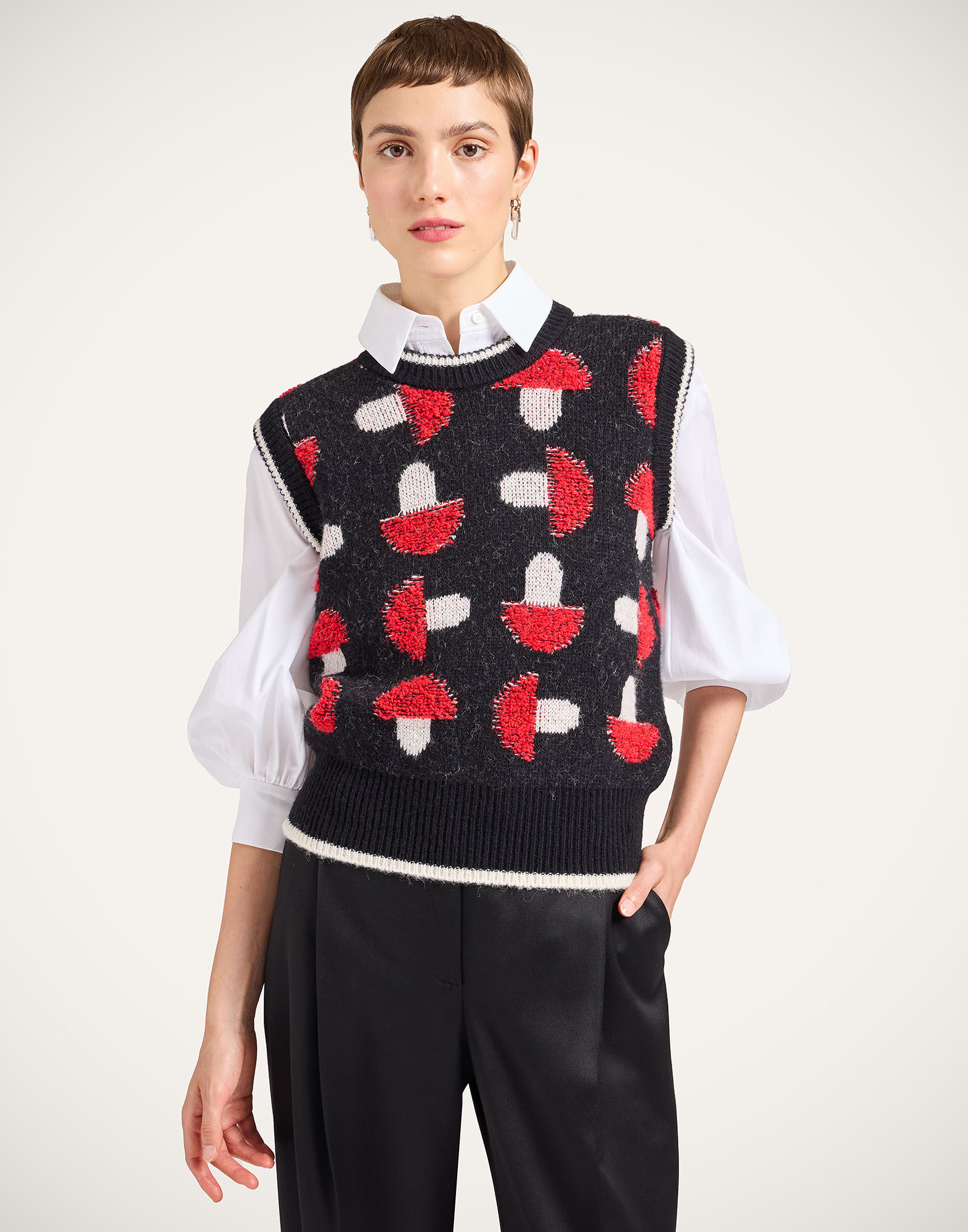 La DoubleJ Fun-Guy Gilet Black & Red PUL0295KNI193VA448BL01