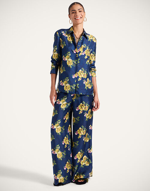 La DoubleJ Palazzo Pants Riptide Midnight Blue TRO0003SIL001RIP01BU04