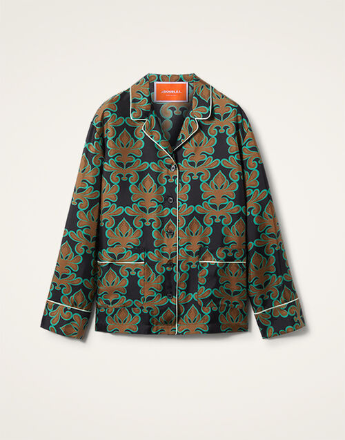 La DoubleJ Pajama Shirt Herald Black SHI0077SIL001ALD01BL01