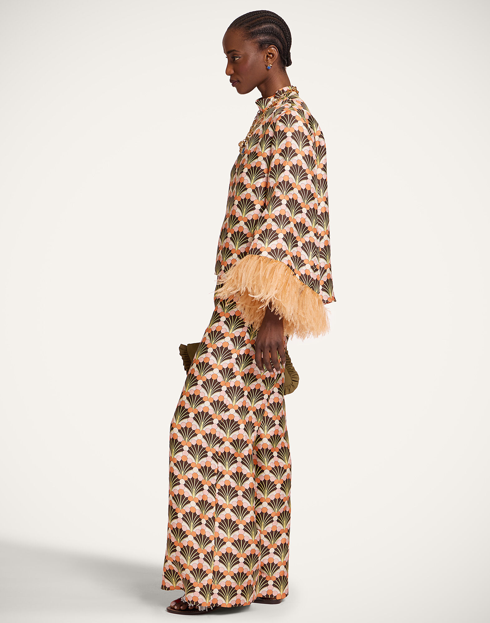 La DoubleJ Palazzo Pants Florette Fan Brown TRO0003SIL001FLF02BR02