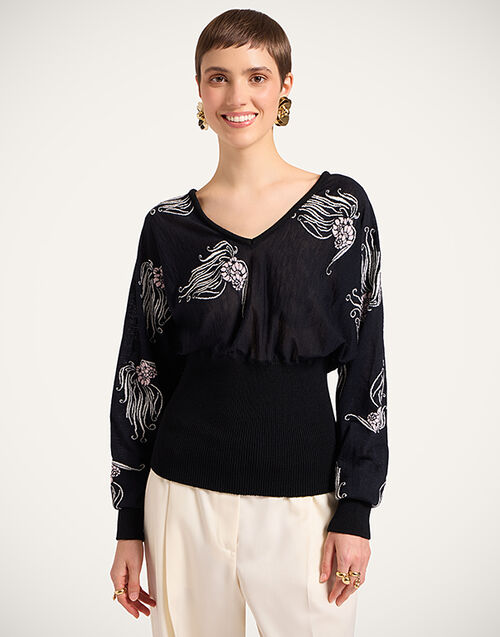 La DoubleJ Winged Knit Top Lemuria Black PUL0331KNI186VA435BL01