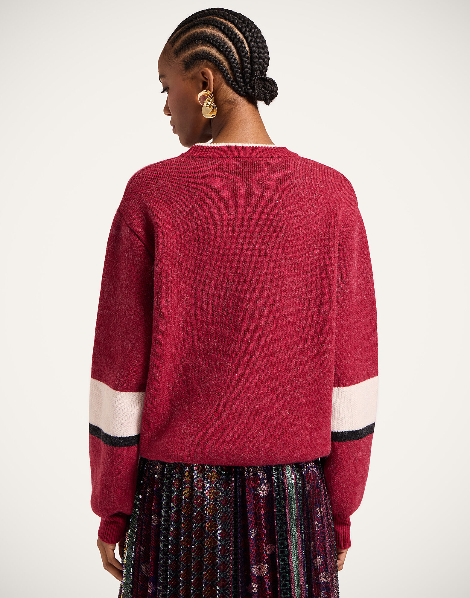 La DoubleJ Joy Sweater Color Block Red & Lilac PUL0248KNI156VA417RE02