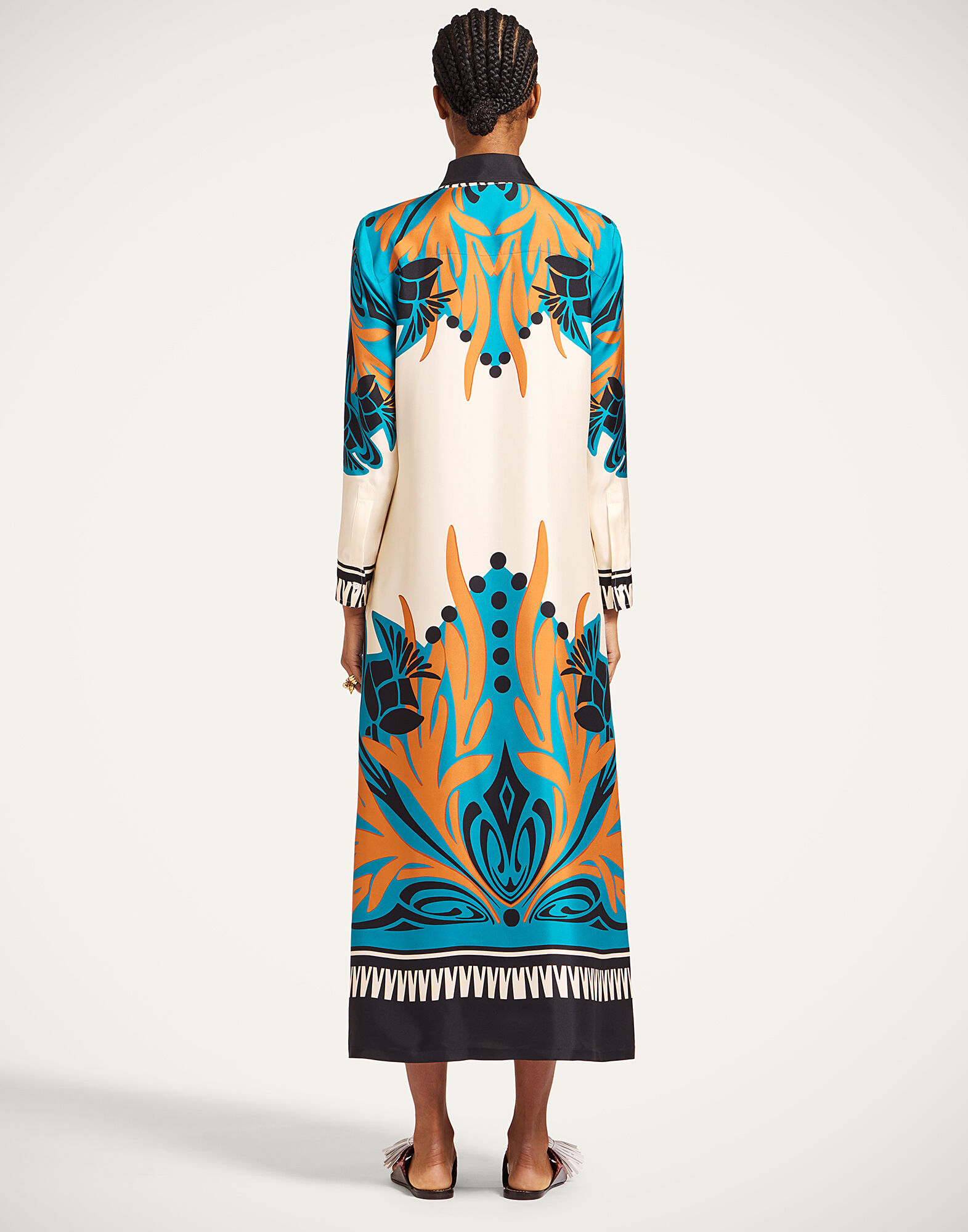 La DoubleJ Chemise Swing Dress Florence Plac&eacute;e Ivory DRE1090SIL006FLO02WH04