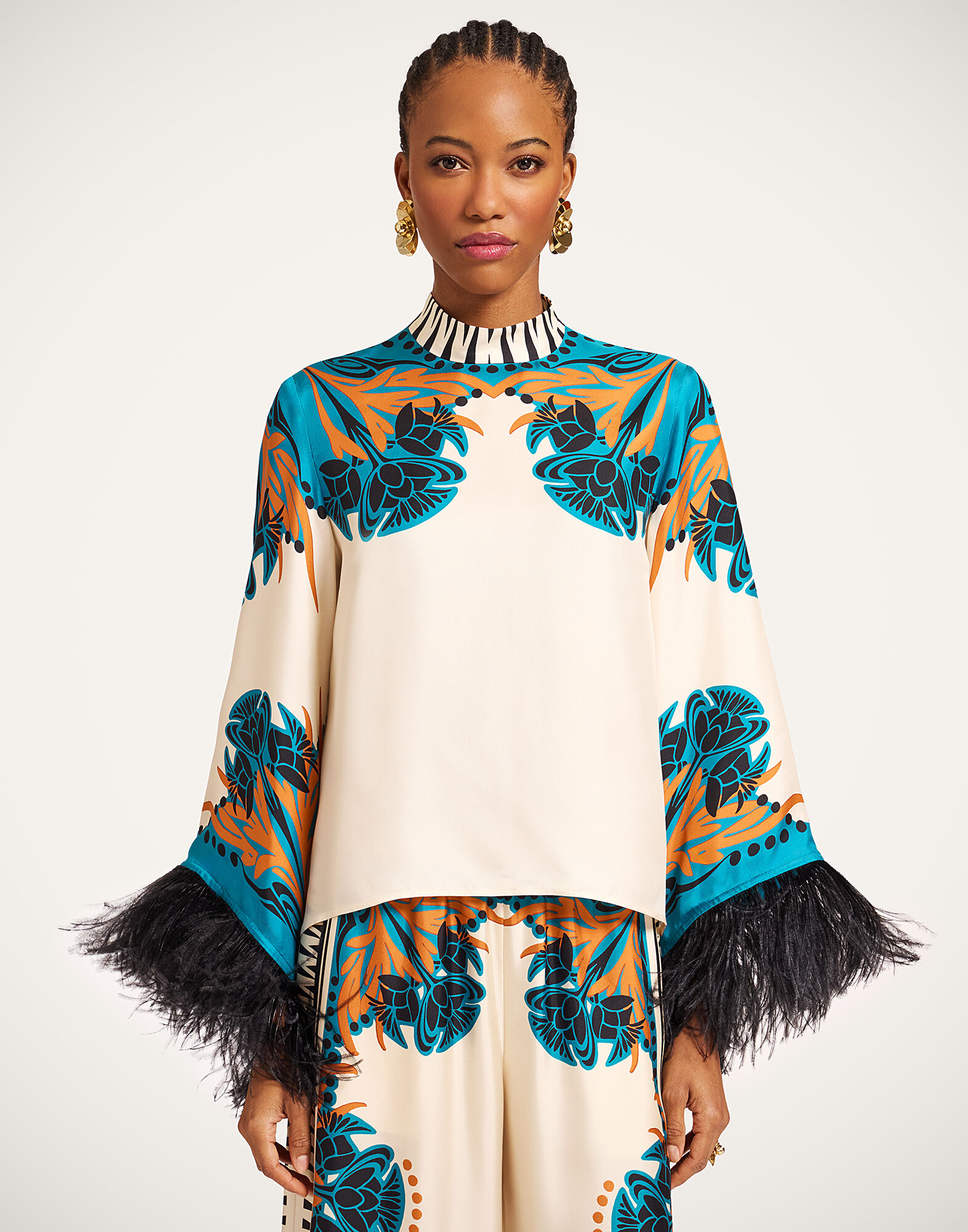 La DoubleJ Make An Exit Top Florence Plac&eacute;e Ivory TOP0141SIL006FLO02WH04