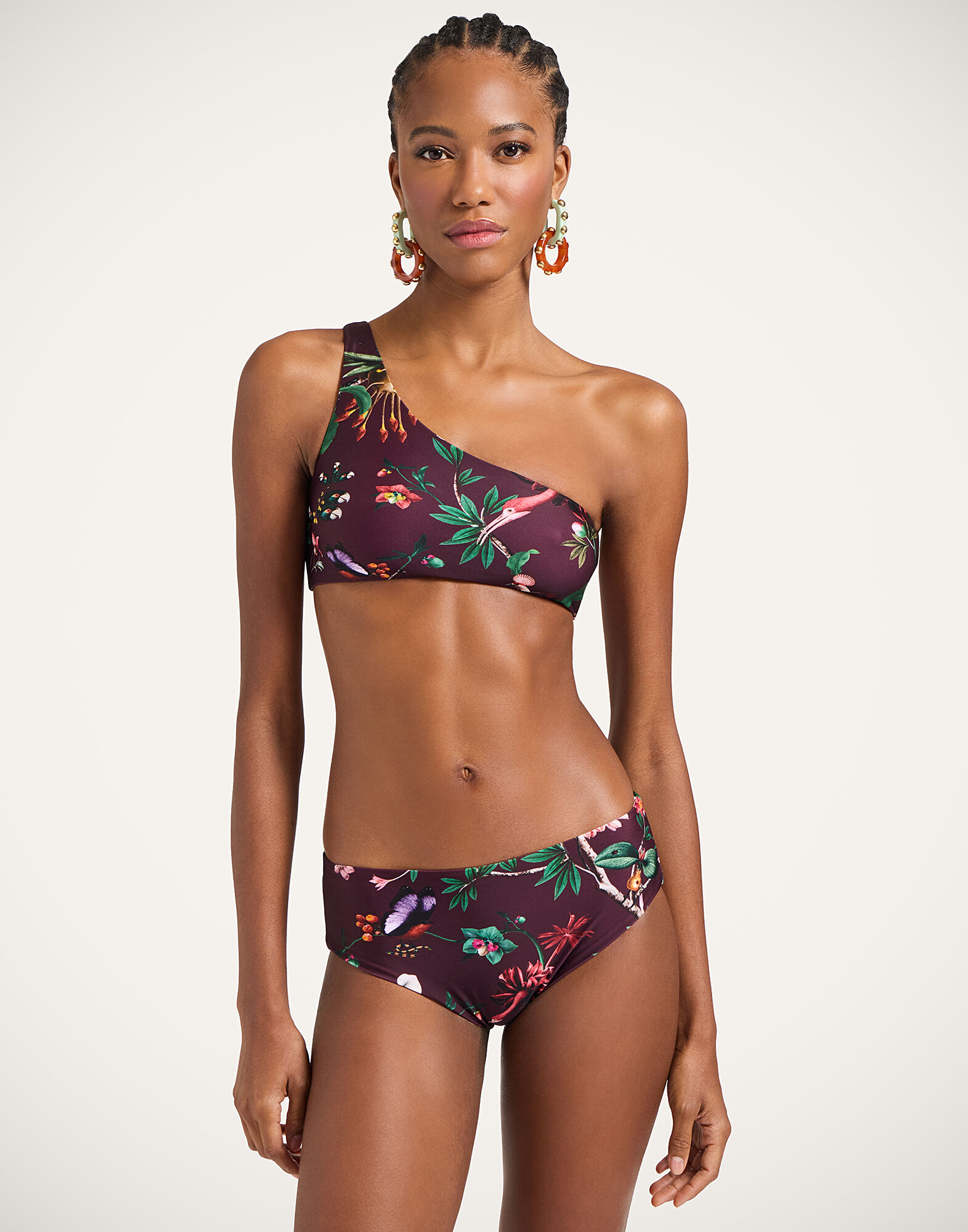 La DoubleJ Goddess Bikini Top Zooflora Mini Burgundy SWI0024LYC001ZOF05RE02