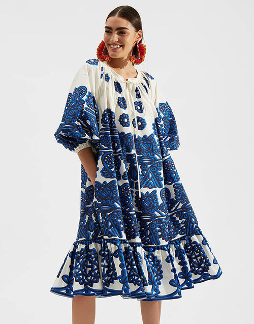 LaDoubleJ Folk Dress Parnaveg Cuore Blu DRE0230COT015PAC0002