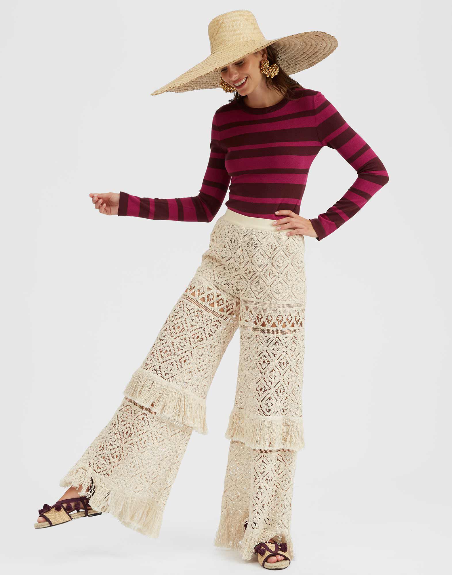 La DoubleJ Crew Top Solid Fuchsia PUL0118KNI106VA236PI03