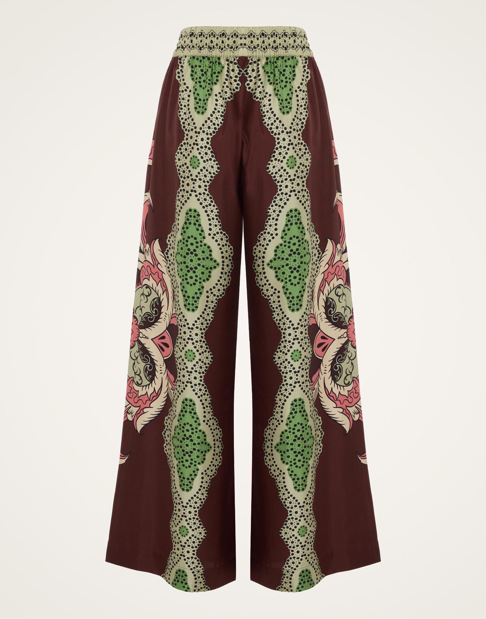 La DoubleJ Palazzo Pants Portal Plac&eacute;e Brown TRO0026SIL006POR02BR11