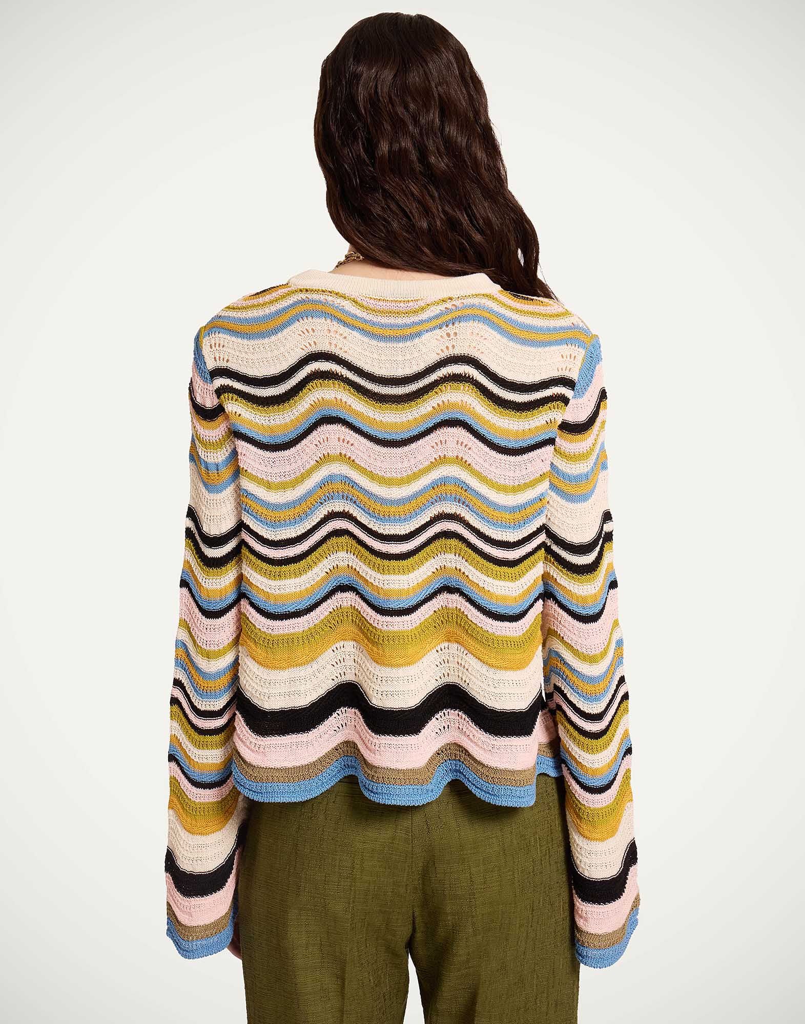 La DoubleJ Chevron Crop Sweater Multicolor Geen &  Pink PUL0265KNI158VA499PI01