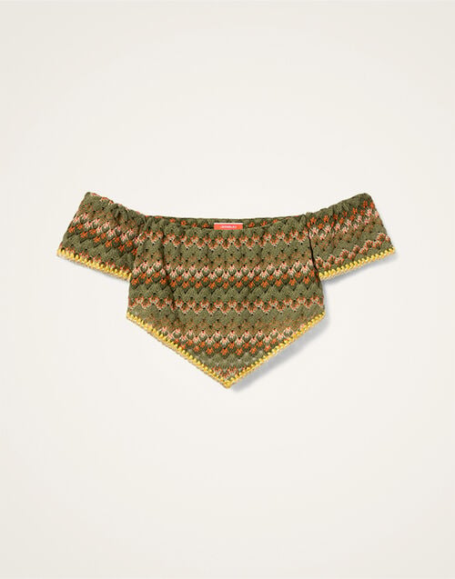 La DoubleJ Sand Dollar Top Multicolor Green & Orange TOP0211COT091SOLIDGR02